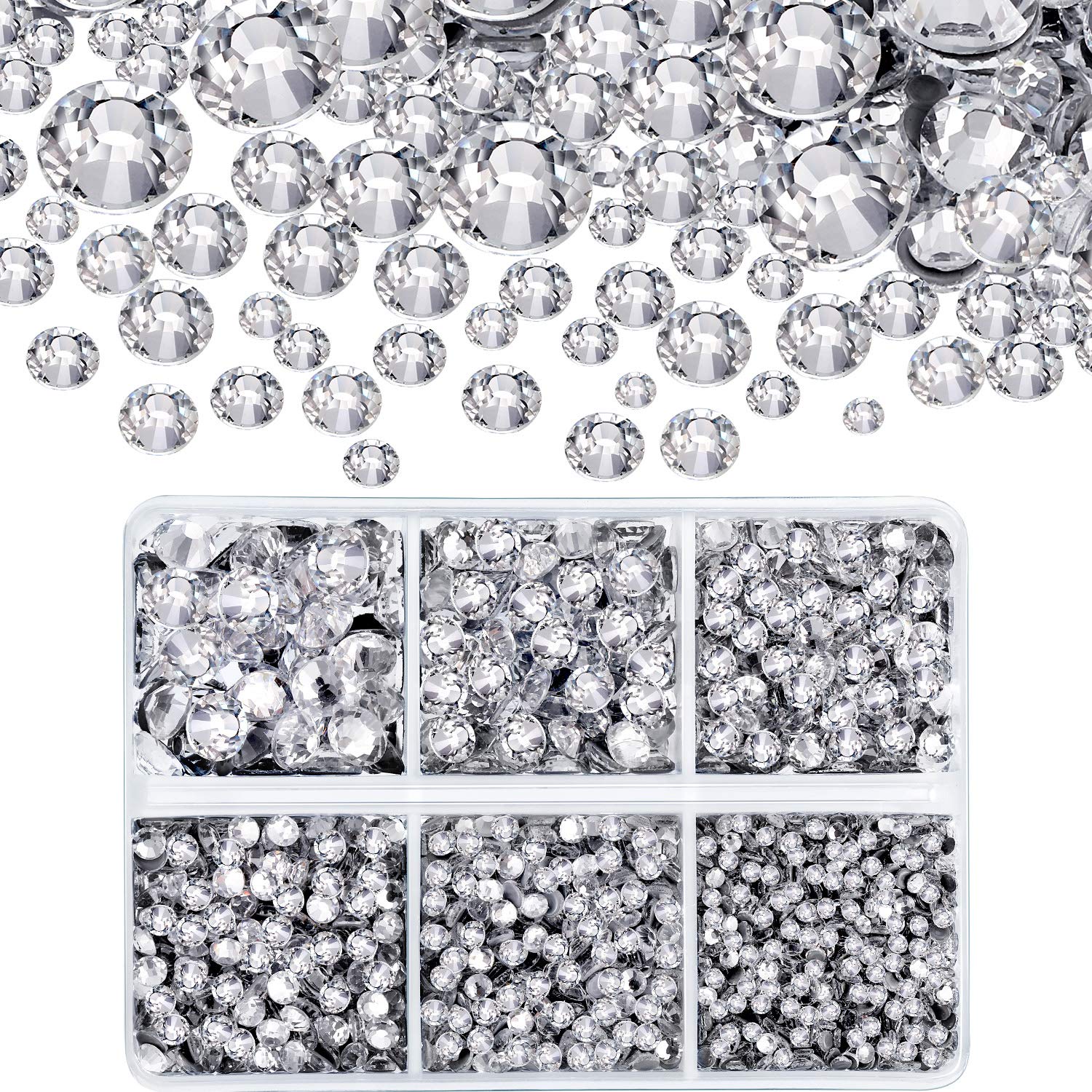 WILLBOND4000 Pieces Hotfix Rhinestones Crystals AB Clear Crystal Rhinestones Flatback Gems Round Crystal Rhinestones Bulk for Crafts Clothing Dance Costumes(Clear Color)