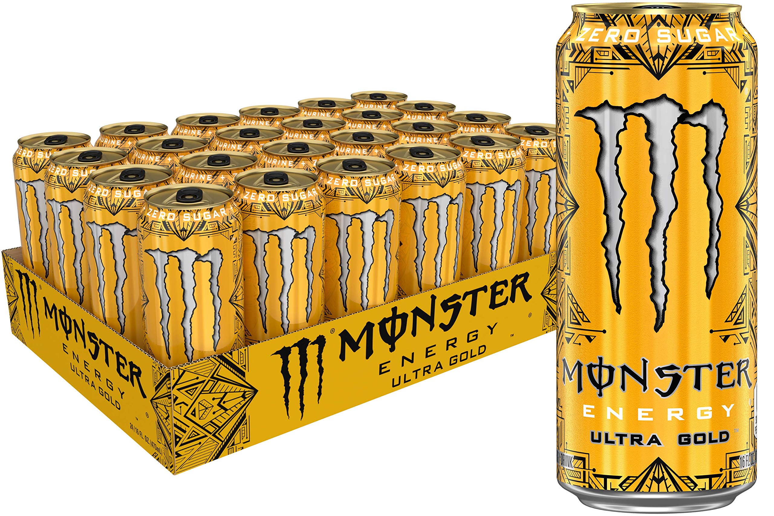 MonsterEnergy Ultra Gold, Sugar Free Energy Drink, 16 Ounce (Pack of 24)