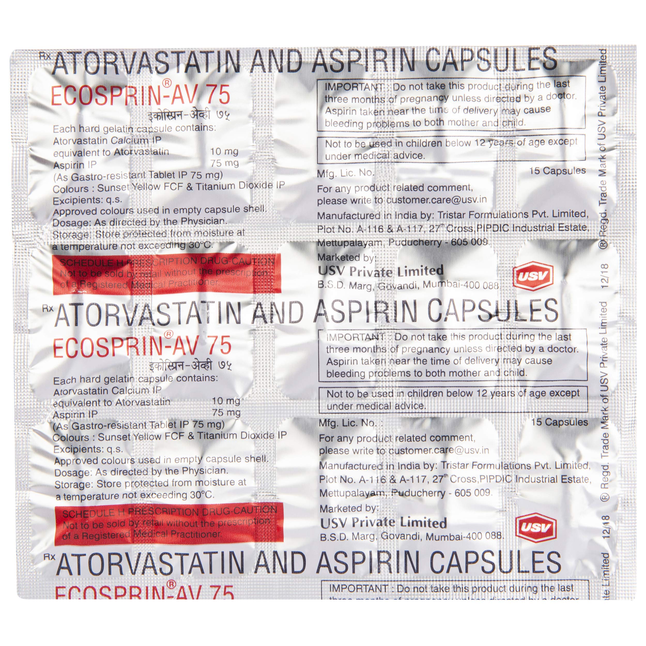 Ecosprin-AV 75 - Strip of 15 Capsules