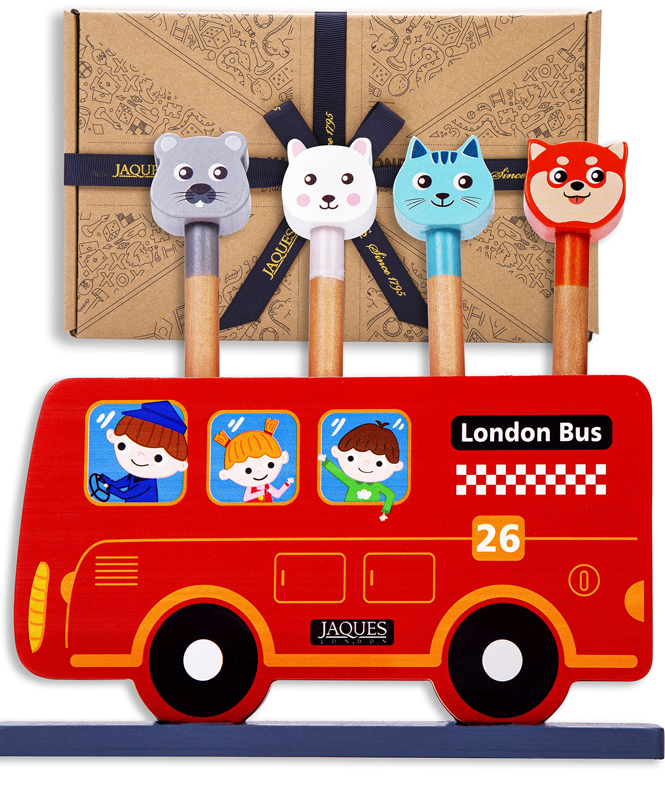 Jaques of London Pop Up Bus Wooden Toys | Pop Up Toy | Toddler Educational Game | Gifts & Toys for 1 2 3 Year Boy Girl | Since 1795