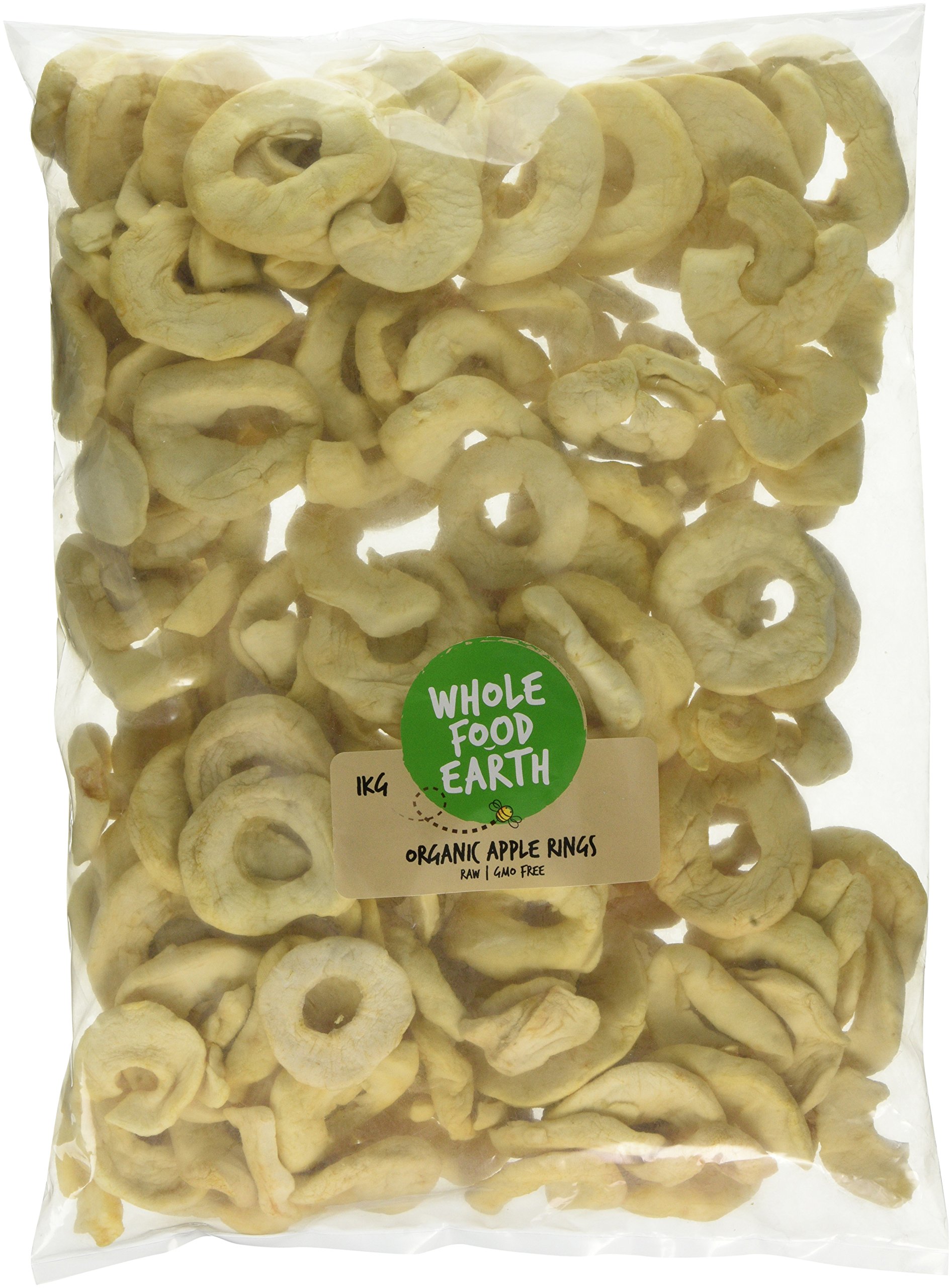 Wholefood Earth Organic Dried Apple Rings – 1 kg | Raw | GMO Free | Vegan | High Fibre | Certified Organic