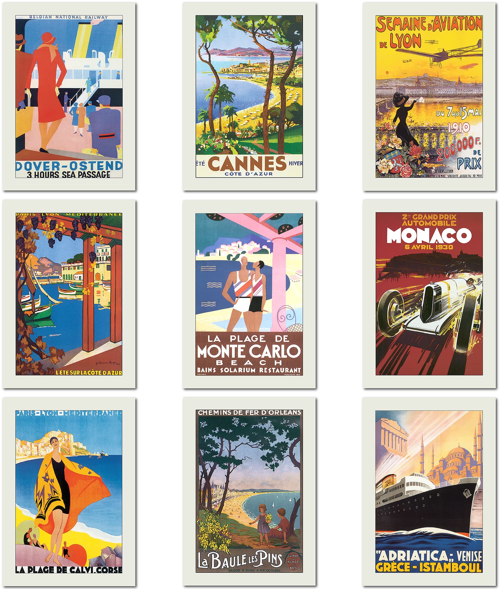 Olivia Samuel 9 x Old Time Travel Posters from A4 Size on thick 350gsm card. ** UNFRAMED **