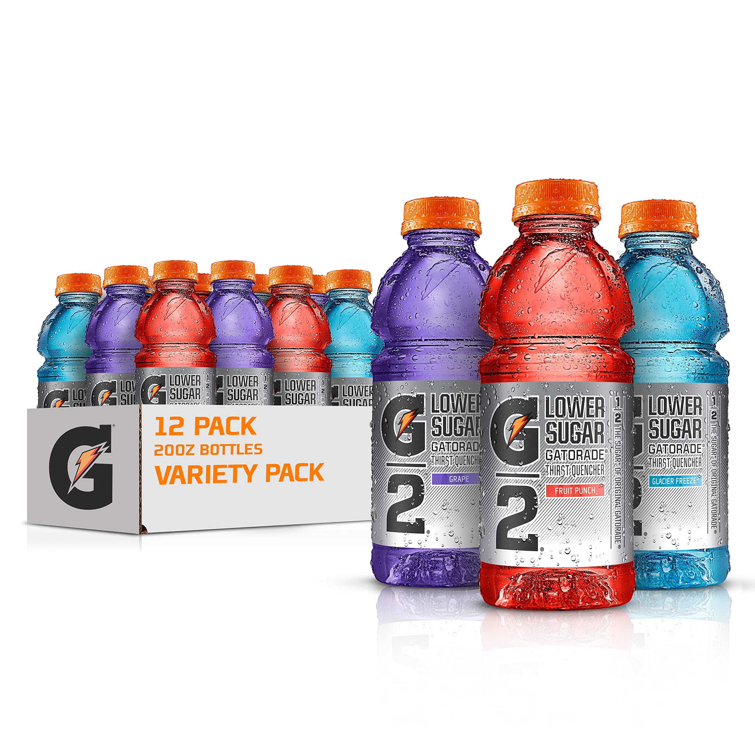 Gatorade G2 Thirst Quencher Sports Drink, Variety Pack, 20oz Bottles, 12 Pack, Electrolytes for Rehydration