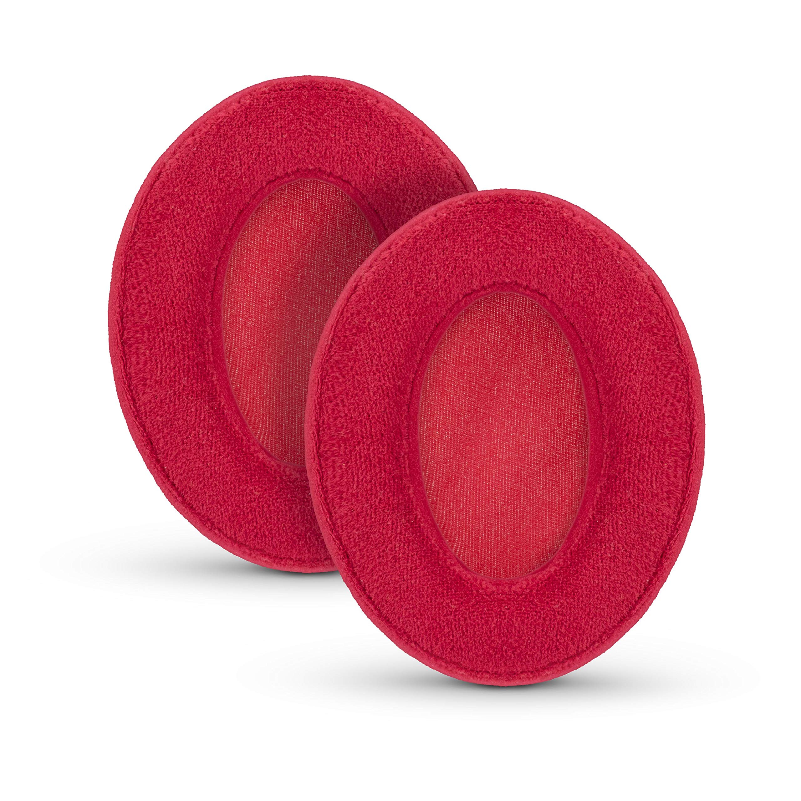 Brainwavz Velor Replacements Ear Pads - for ATH-M50X, SHURE, AKG, HifiMan, ATH, Philips, Fostex Velour Memory Foam Earpads & Many Over The Ear Headphones, Oval Red