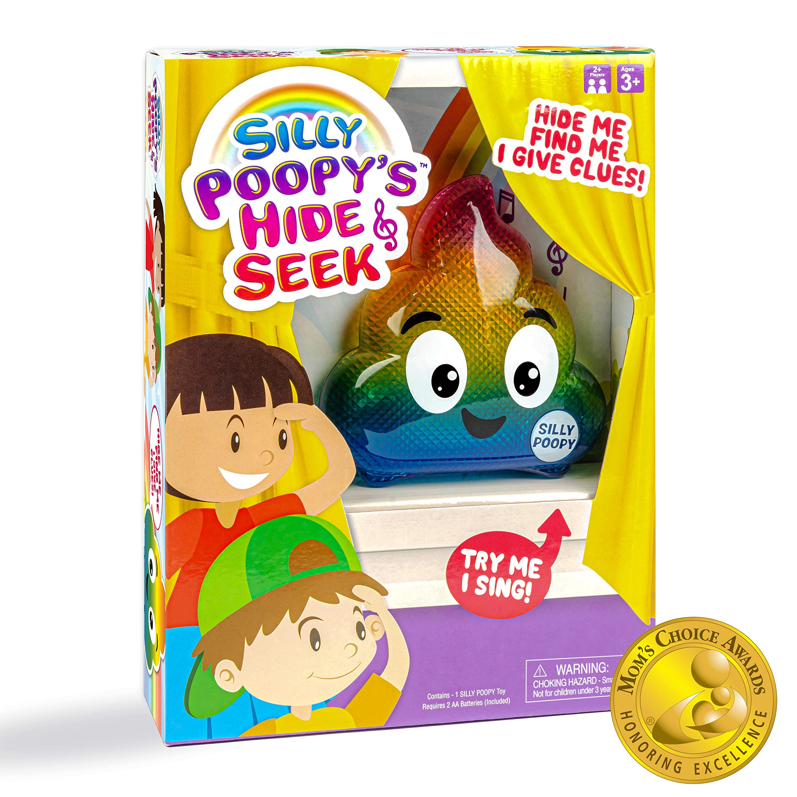 Silly Poopy's Hide & Seek by Relatable, The Talking, Singing, Rainbow Hide & Seek Toy, Stocking Stuffers for Toddlers, Hide and Seek Games, Includes 1 Toy and 2 AA Batteries