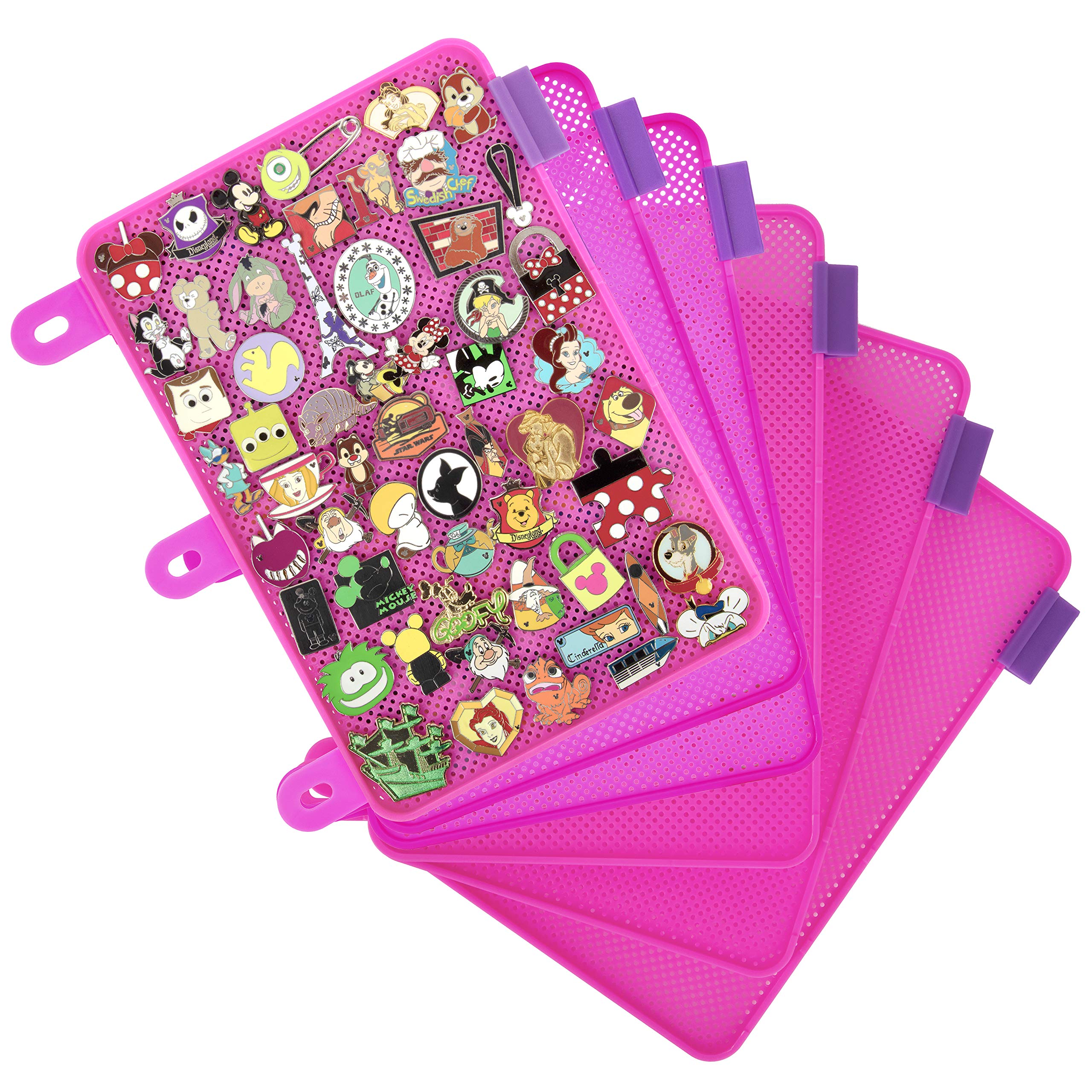 Enamel Pin Display Pages (6 PK) - Display and Trade Your Disney Collectible Pins in Any 3-Ring Binder - Pages Lay Flat with Pinbacks and NO Sagging! (Pink - Pins Not Included)