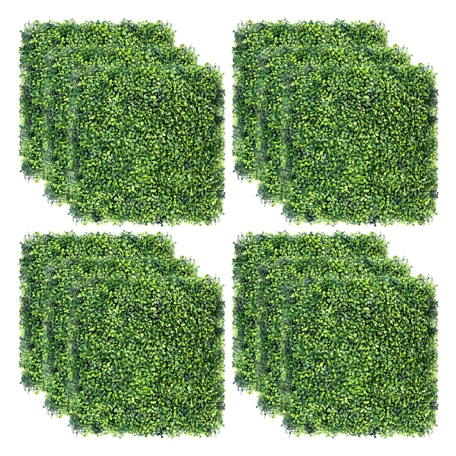 TOPNEW 12PCS Artificial Boxwood Topiary Hedge Plant UV Protection Indoor Outdoor Privacy Fence Home Decor Backyard Garden Decoration Greenery Walls 20" X 20"