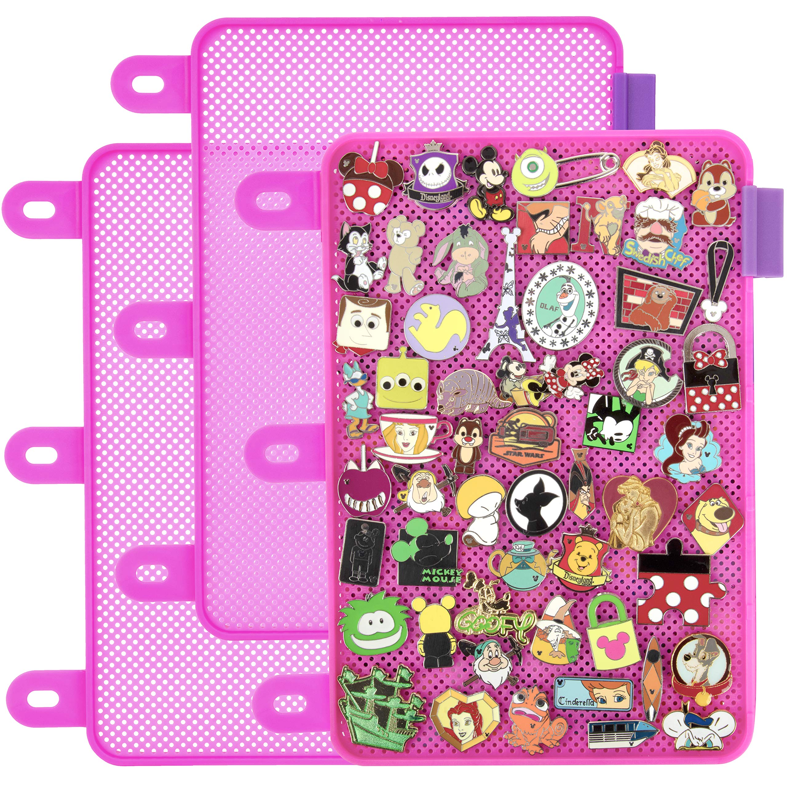 Enamel Pin Display Pages (3 PK) - Display and Trade Your Disney Collectible Pins in Any 3-Ring Binder - Pages Lay Flat with Pinbacks and NO Sagging! (Pink - Pins Not Included)