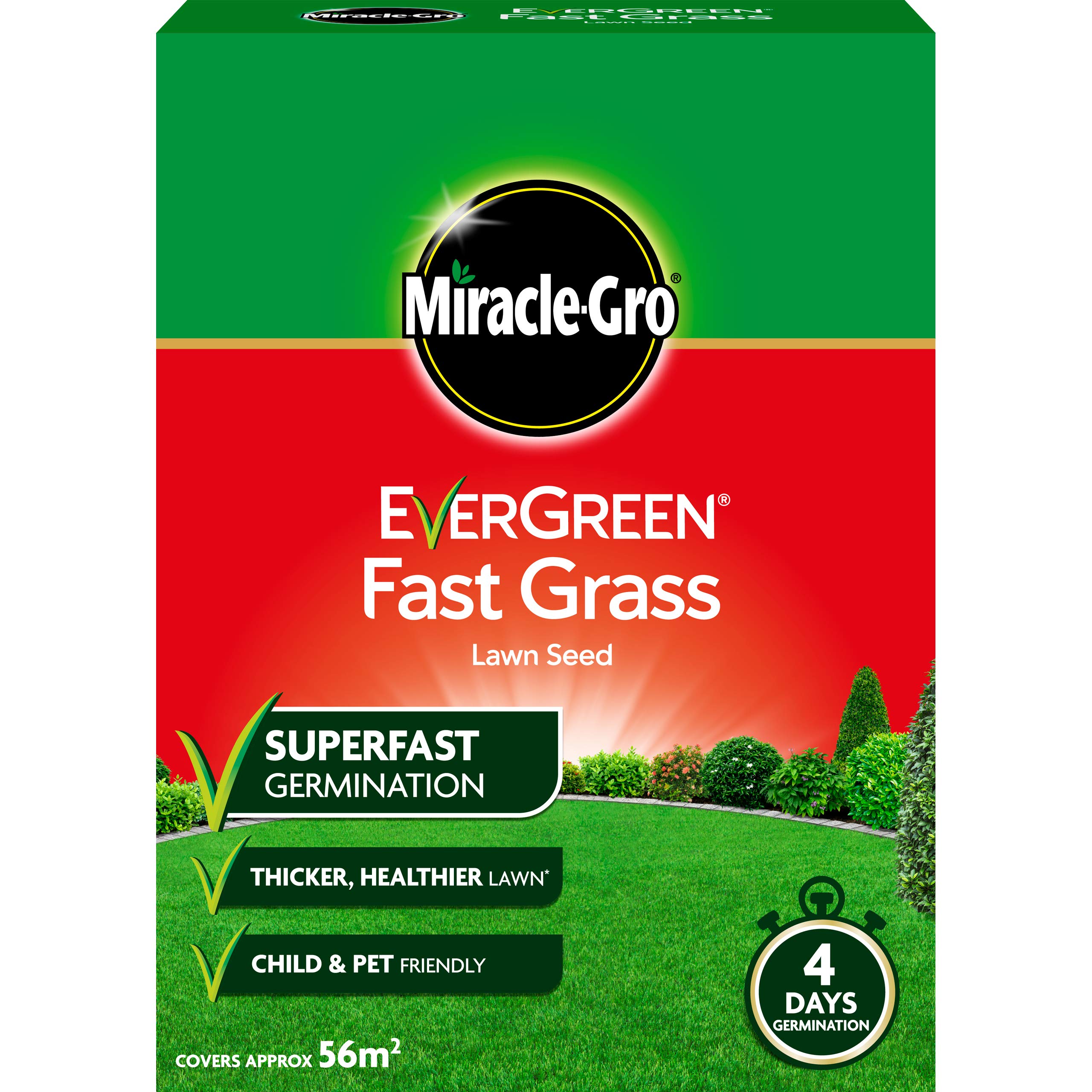 Miracle-Gro EverGreen Fast Grass Lawn Seed 1.6 kg - 56 m2, Gold