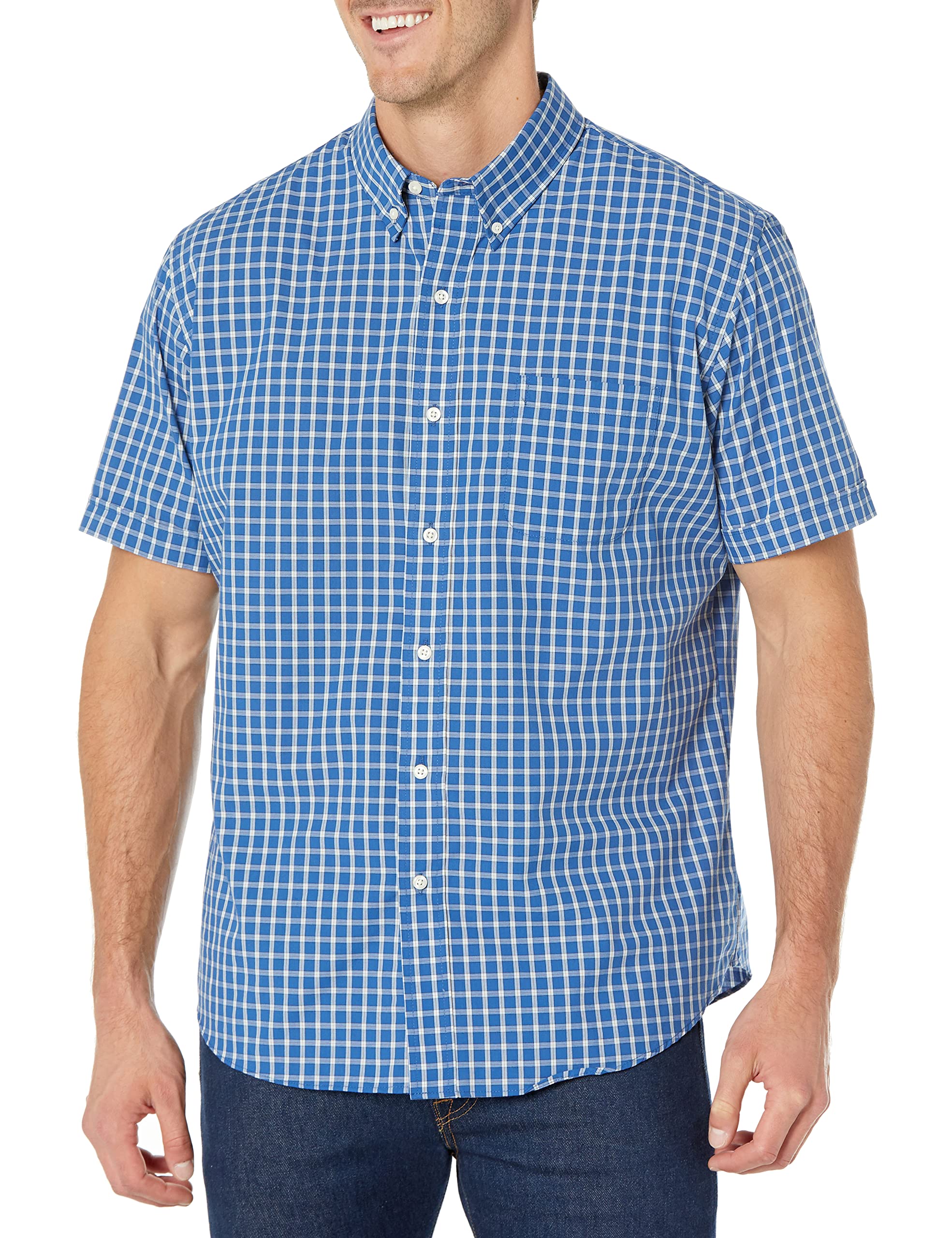 Arrow 1851 Men's Hamilton Poplins Short Sleeve Button Down Plaid Shirt