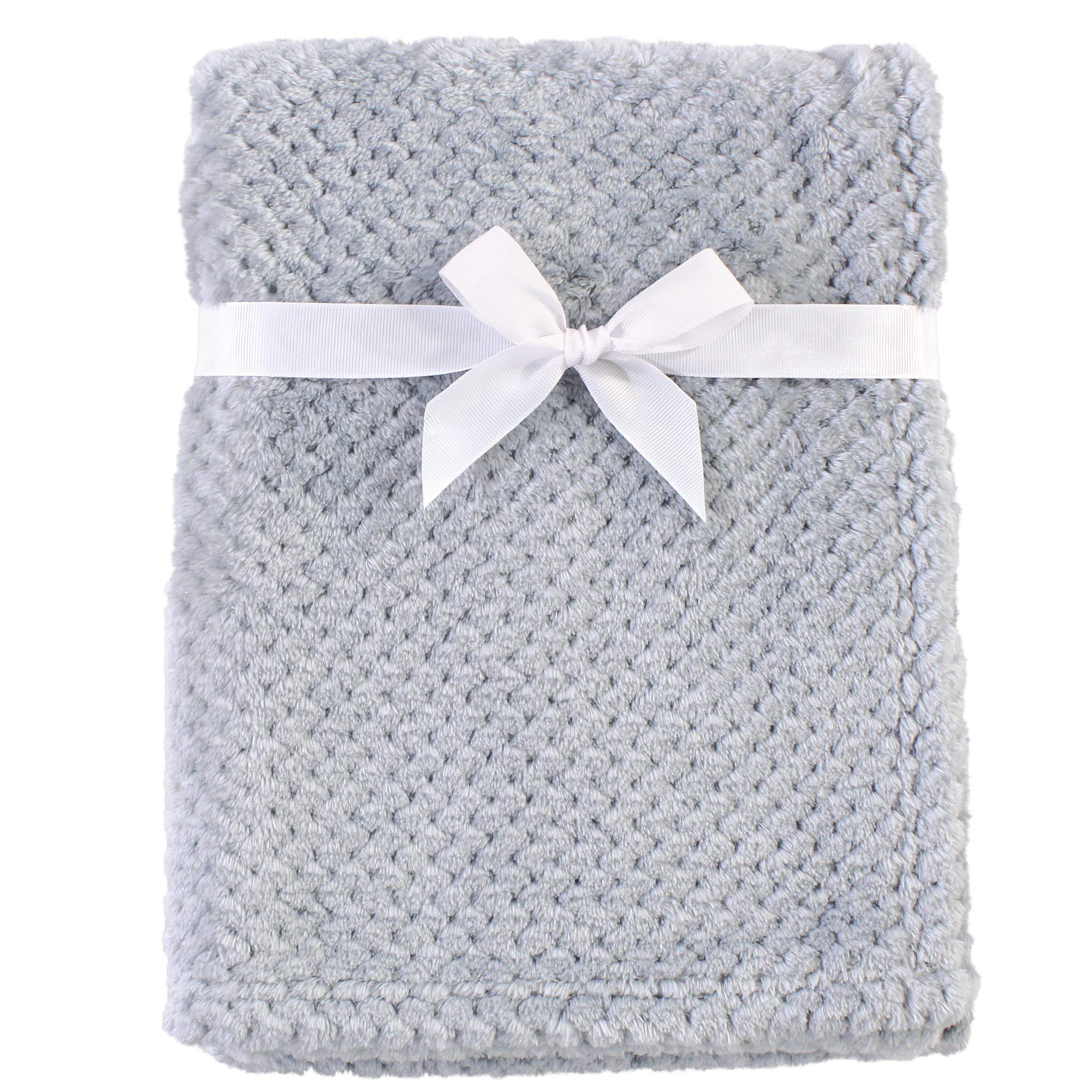 Hudson BabyUnisex Baby Plush Waffle Blanket, Gray, One Size