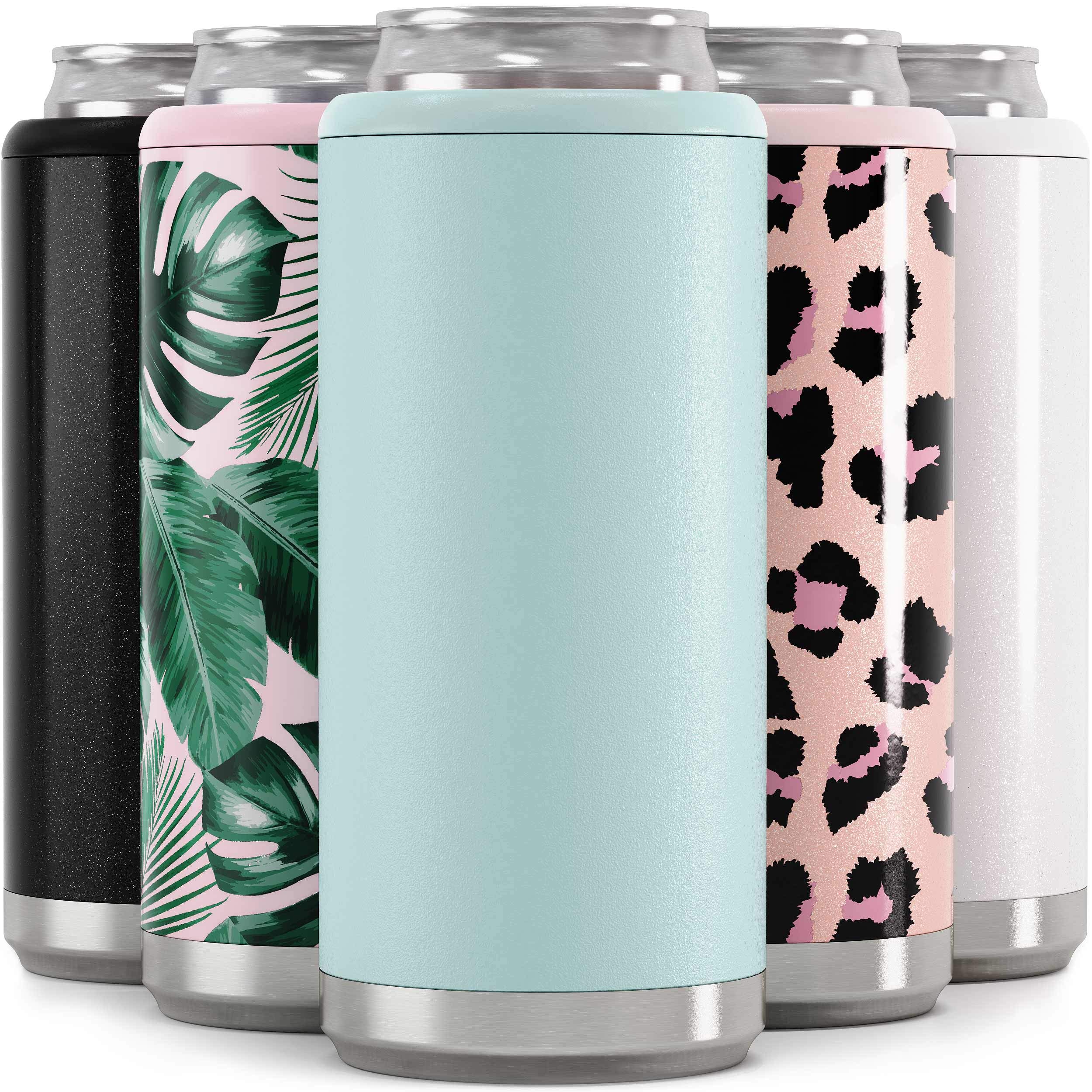 Maars Skinny Can Cooler for Slim Beer & Hard Seltzer | Stainless Steel 12oz Sleeve, Double Wall Vacuum Insulated Drink Holder - Matte Seaglass