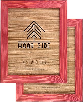 8.5 x 11 Wooden Rustic Picture Frames - Set of 2 for Diploma Documents and Certificates Wall Mount and Tabletop - Natural Wood Photo Frame - Red