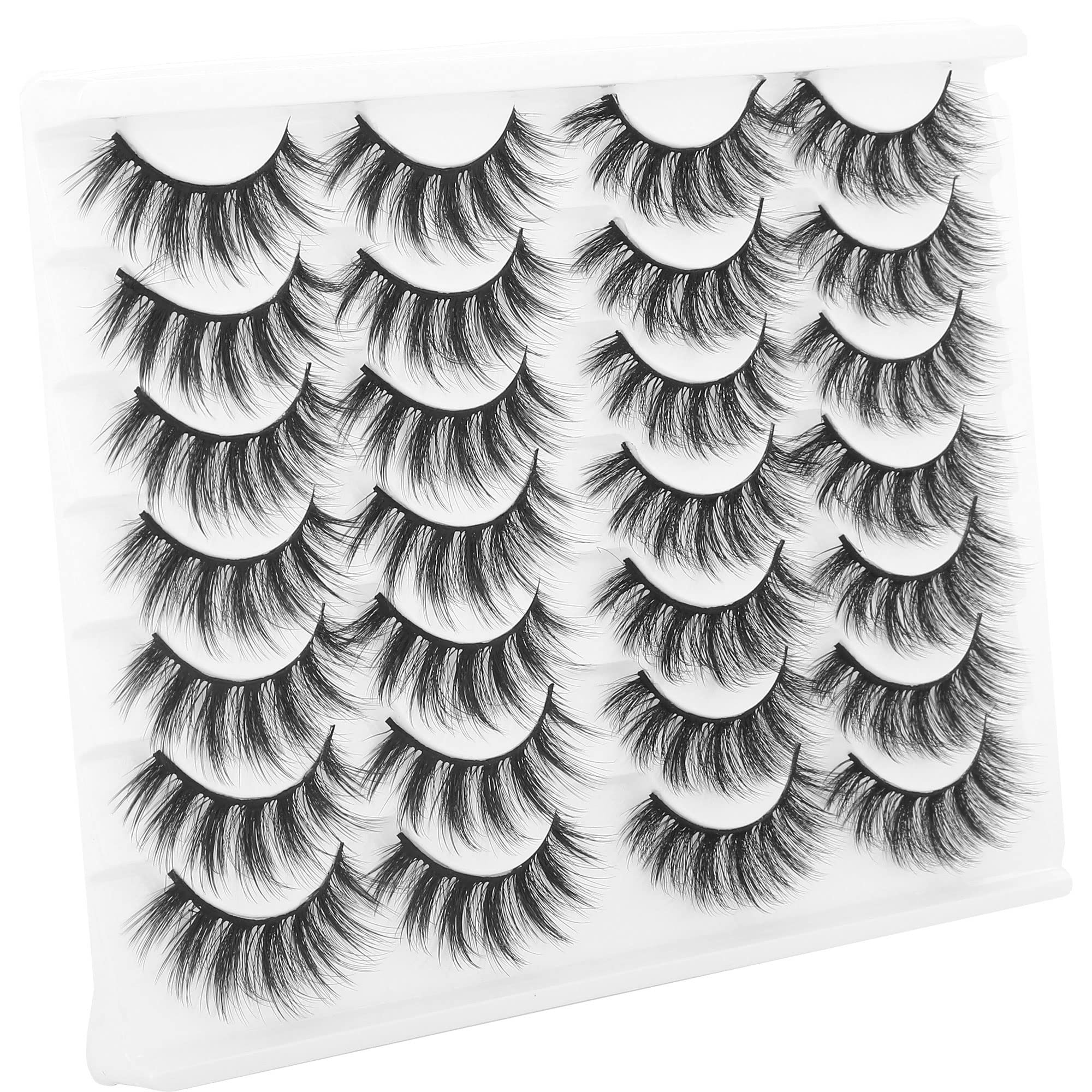 3D Natural Dramatic Mink Eyelashes Look 16pairs Fake False Eye-Lashes Fluffy Volume Faux Mink 15mm Lashes 2 style