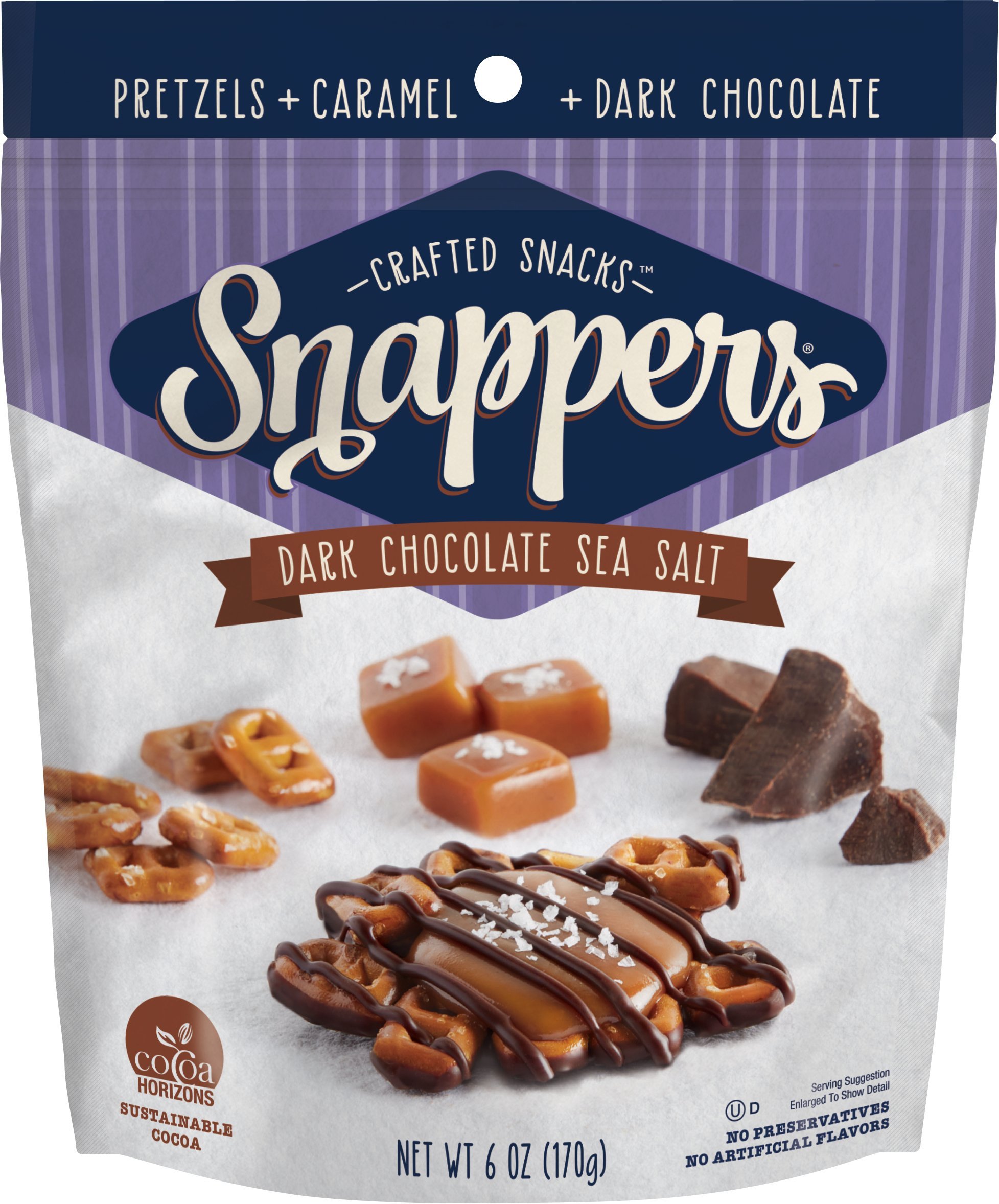 Edward Marc Snappers Sweet Caramel & Pretzels Cluster - Crunchy Pretzel Snack With Dark Chocolate & Sea Salt For Adults And Kids - 6 oz (Pack of 1)