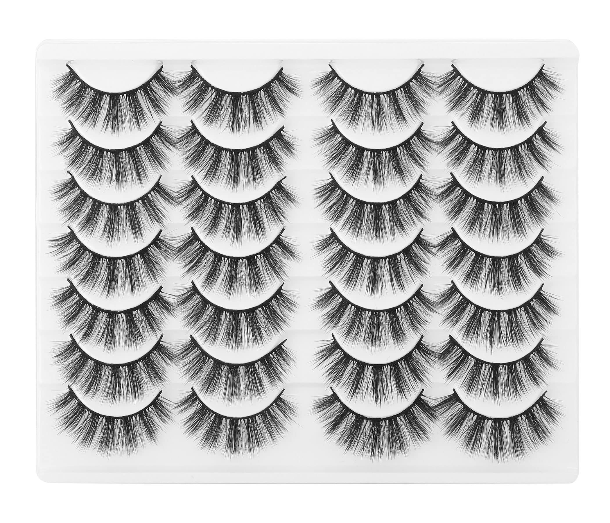 3D Natural Dramatic Mink Eyelashes Look 14 pairs Fake False Eye-Lashes Fluffy Volume Faux Mink 15mm Lashes 2 style