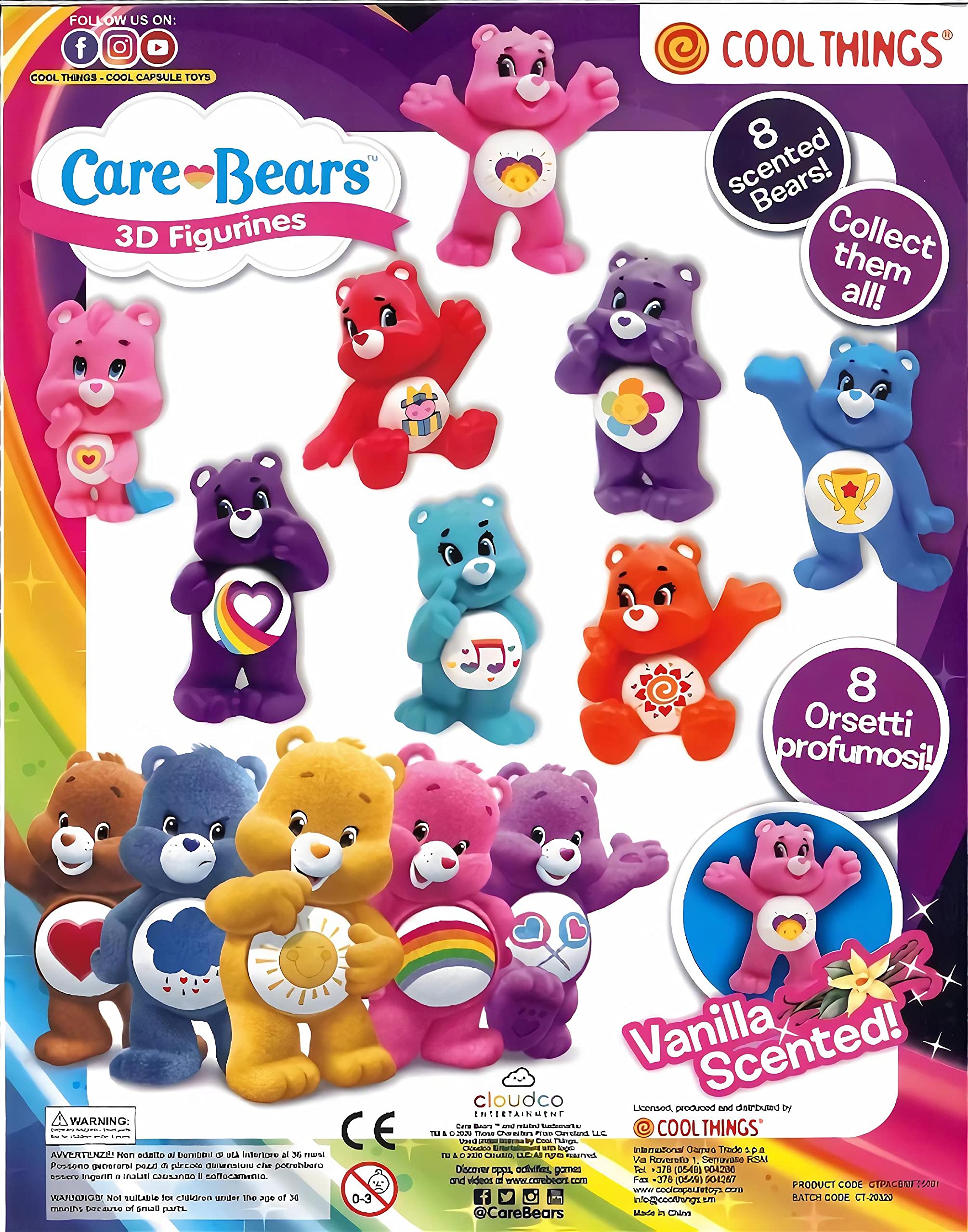 Cool Things Pack of 10 x Care Bears Scented Figures, Ideal Party Bag Filler, Filling, stocking filler or Pinata Prize