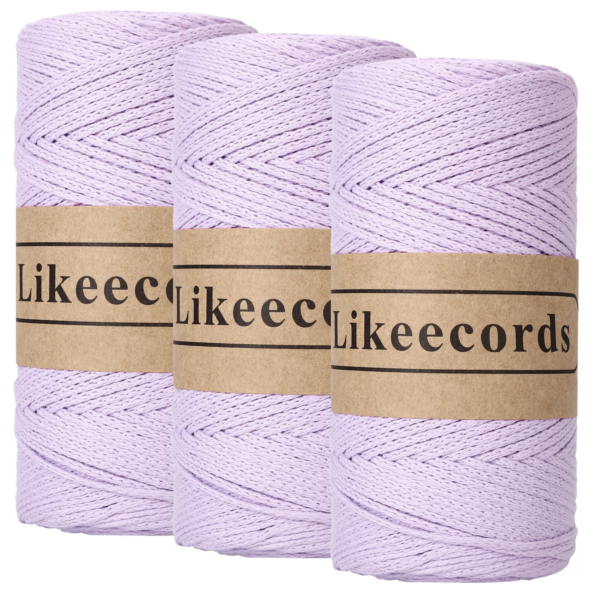 LikeecordsMacrame Yarn 2 mm x 510 m Crochet Rope 100% Cotton Macrame Rope Crochet Bag Cord Macrame Rope Crochet Thread Gift for Knitters (Purple)