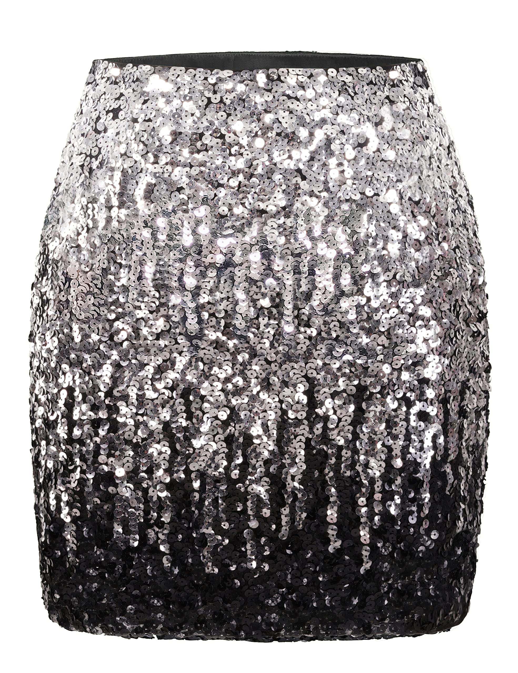 MANERWomen's Sequin Skirt Sparkle Stretchy Bodycon Mini Skirts Night Out Party