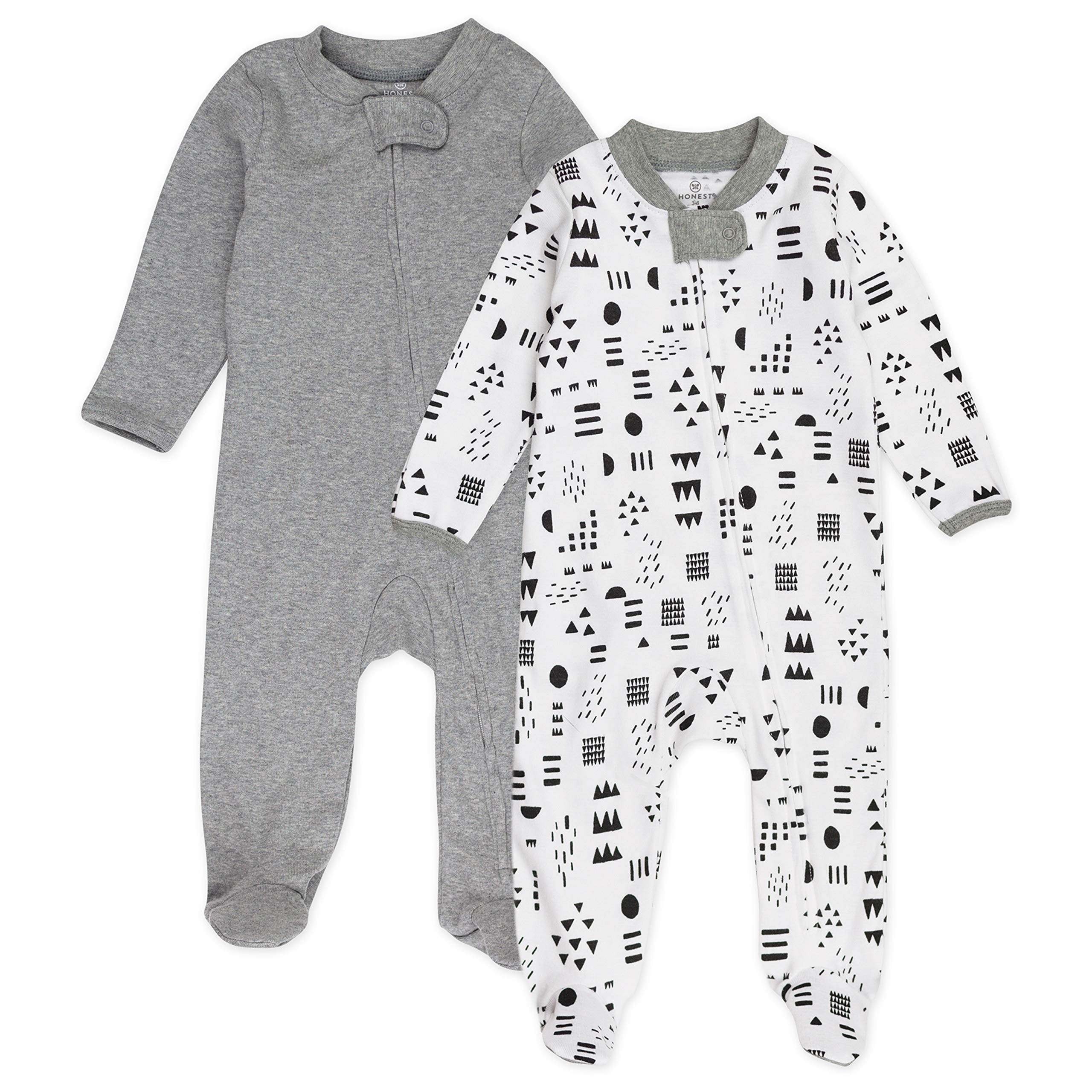 HonestBaby Baby Boys' 2-Pack Sleep and Play Footed Pajamas One-Piece Sleeper Jumpsuit Zip-front Pjs Organic Cotton