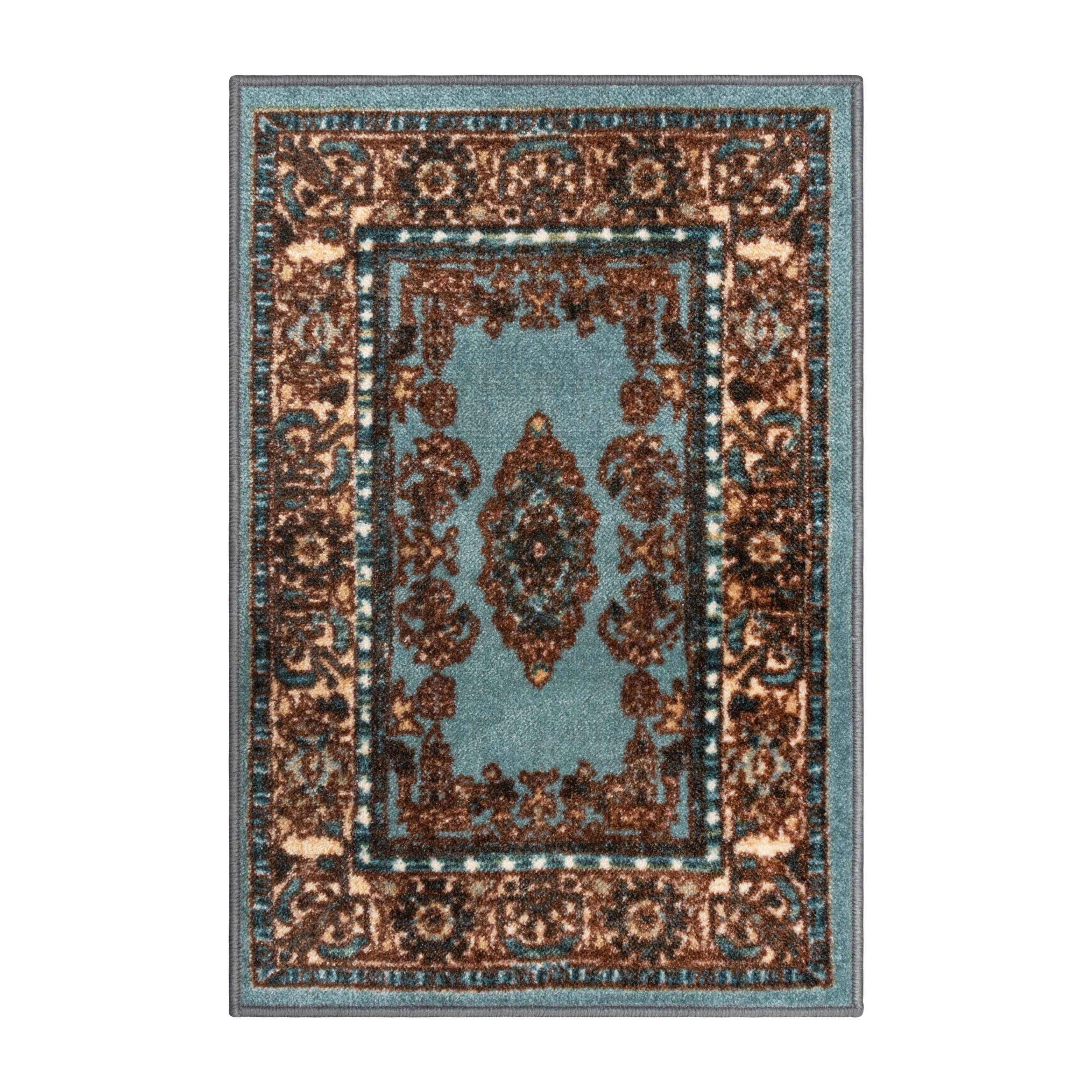 SUPERIOR Non-Slip Indoor Area Rug, Floral Medallion Floor Decor for Living Room, Bedroom, Office, Kitchen/Dining, Unique, Colorful Abstract Throw, Machine Washable Rugs, Aviva Collection, 2' x 3'