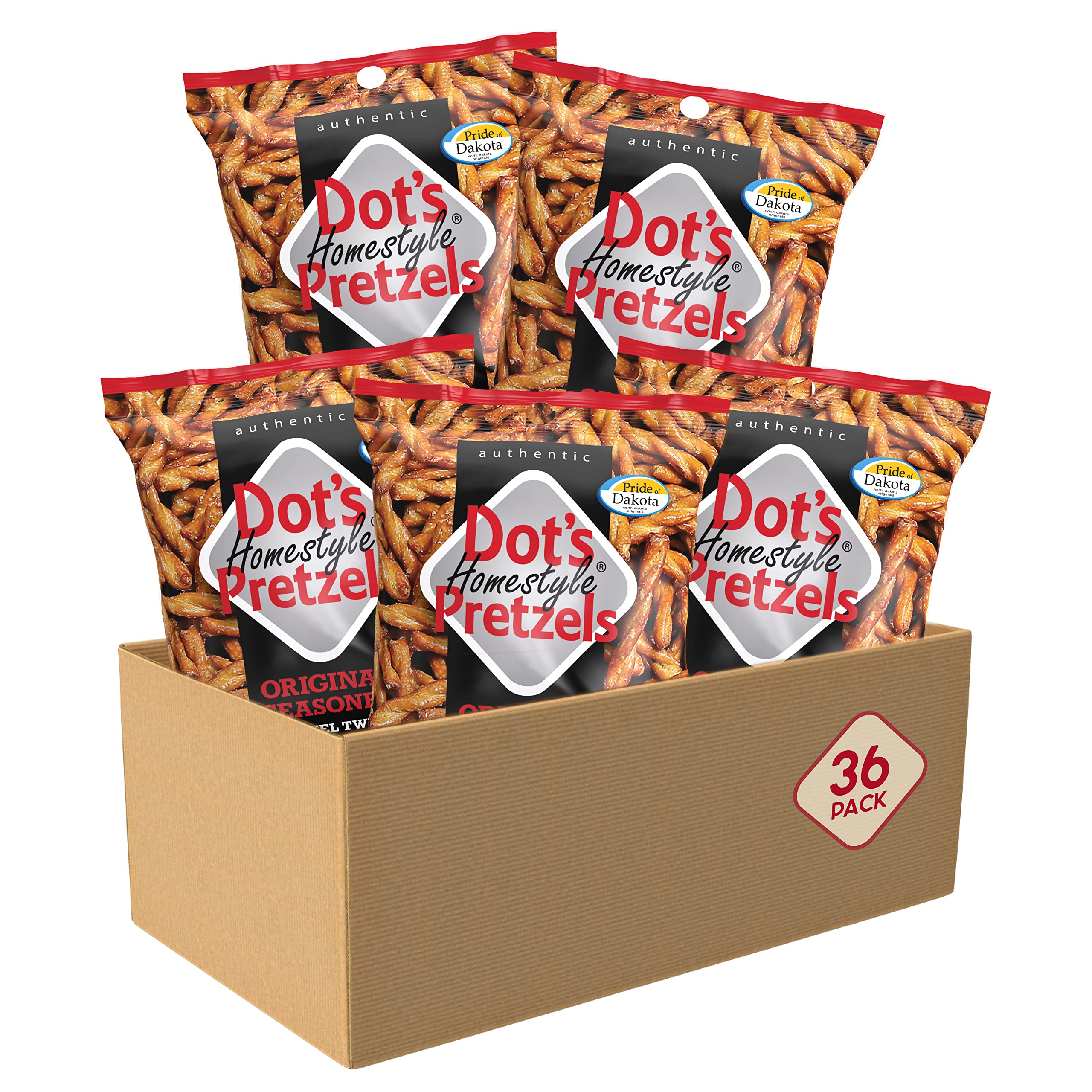 Dot's Homestyle Pretzels1.5 Ounce Lunchbox Size Individual Pack Original Seasoned Pretzel Twists (36 Pack)