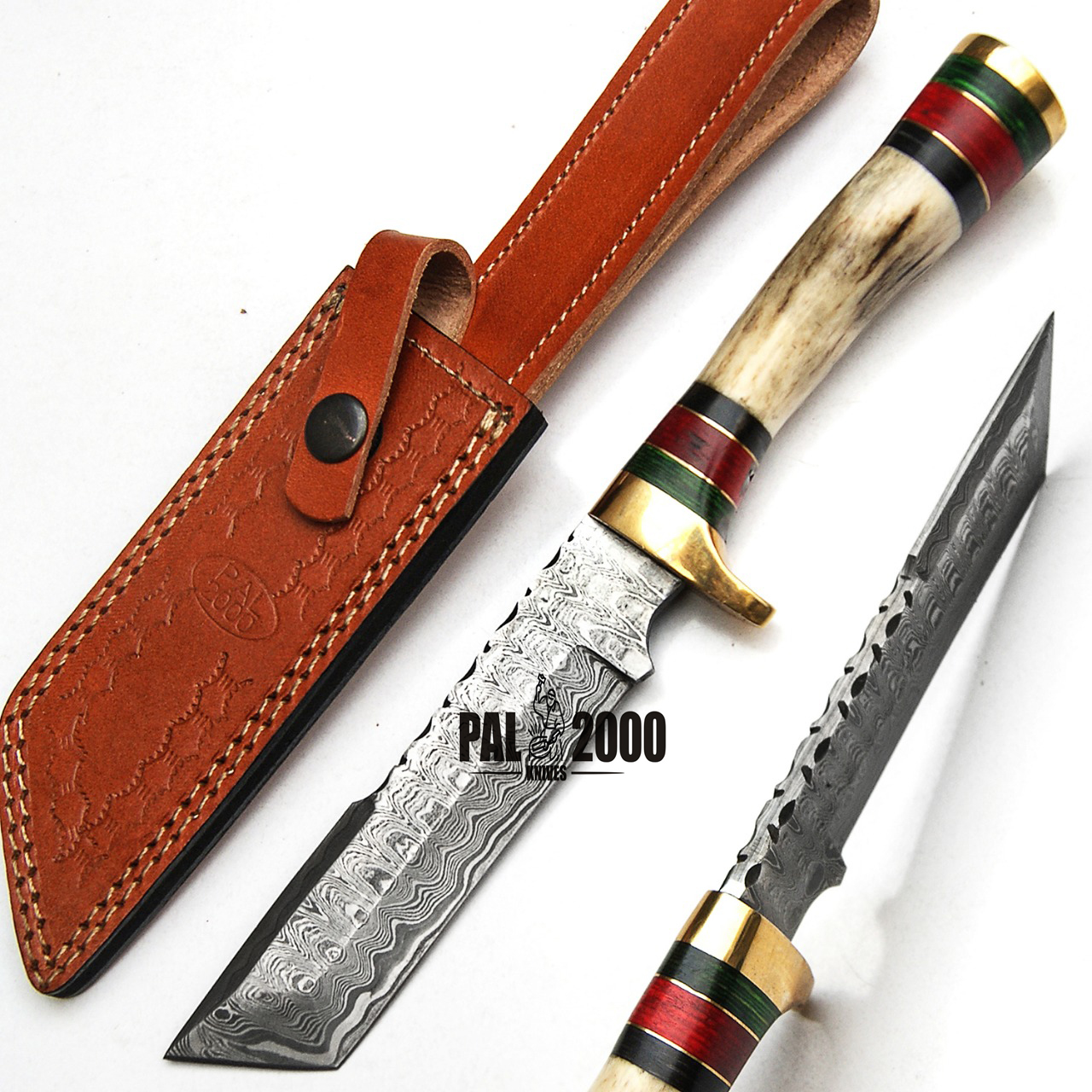 PAL 2000 KNIVESDAM-9464 Custom Handmade Damascus Steel 10 Inche Hunting Knife