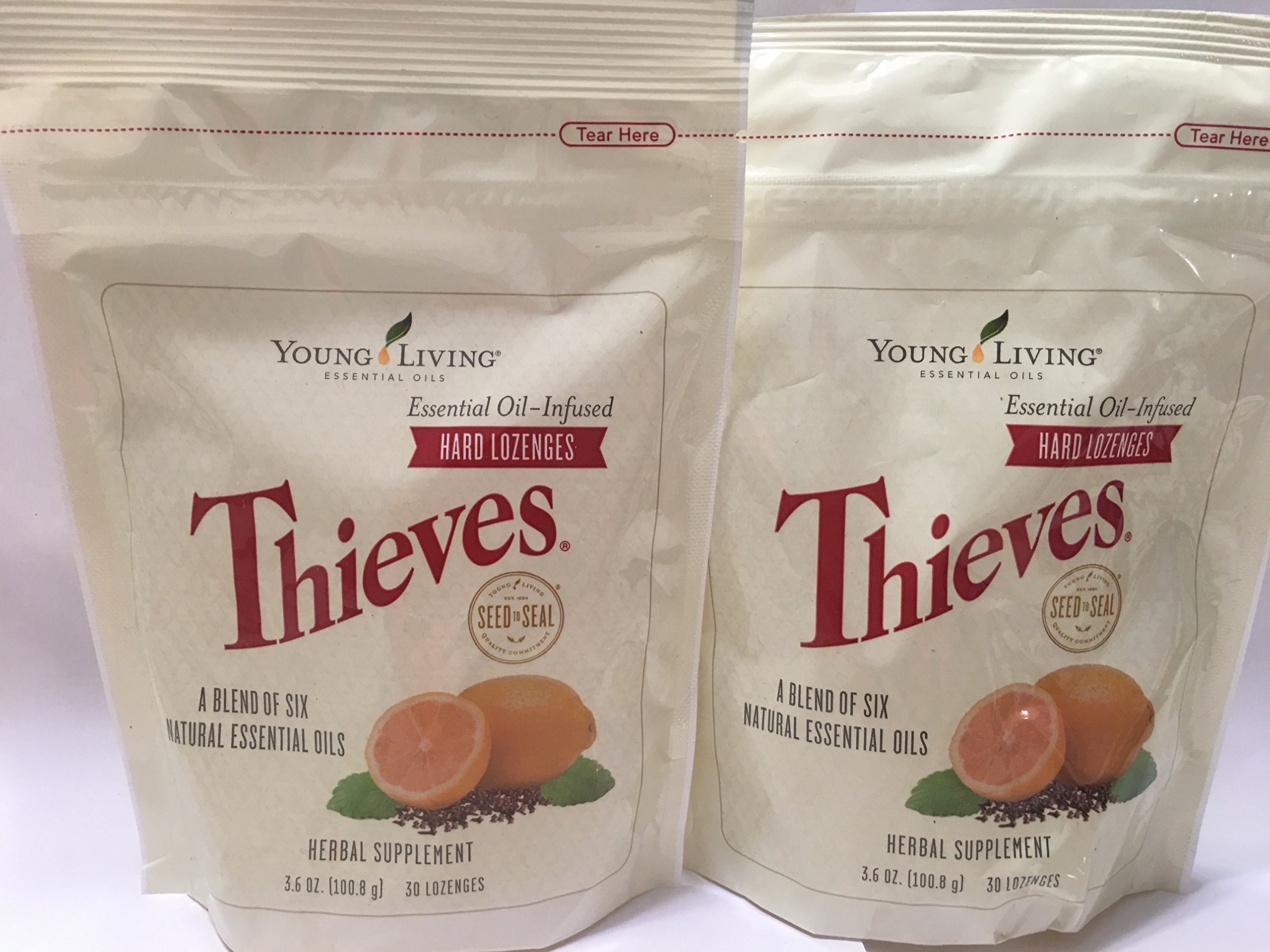 Young Living Thieves Hard Lozenges 30 ct (2 Packages) - Soothing Throat Relief - Essential Oil Infused - Trusted Wellness Support - Convenient & Effective