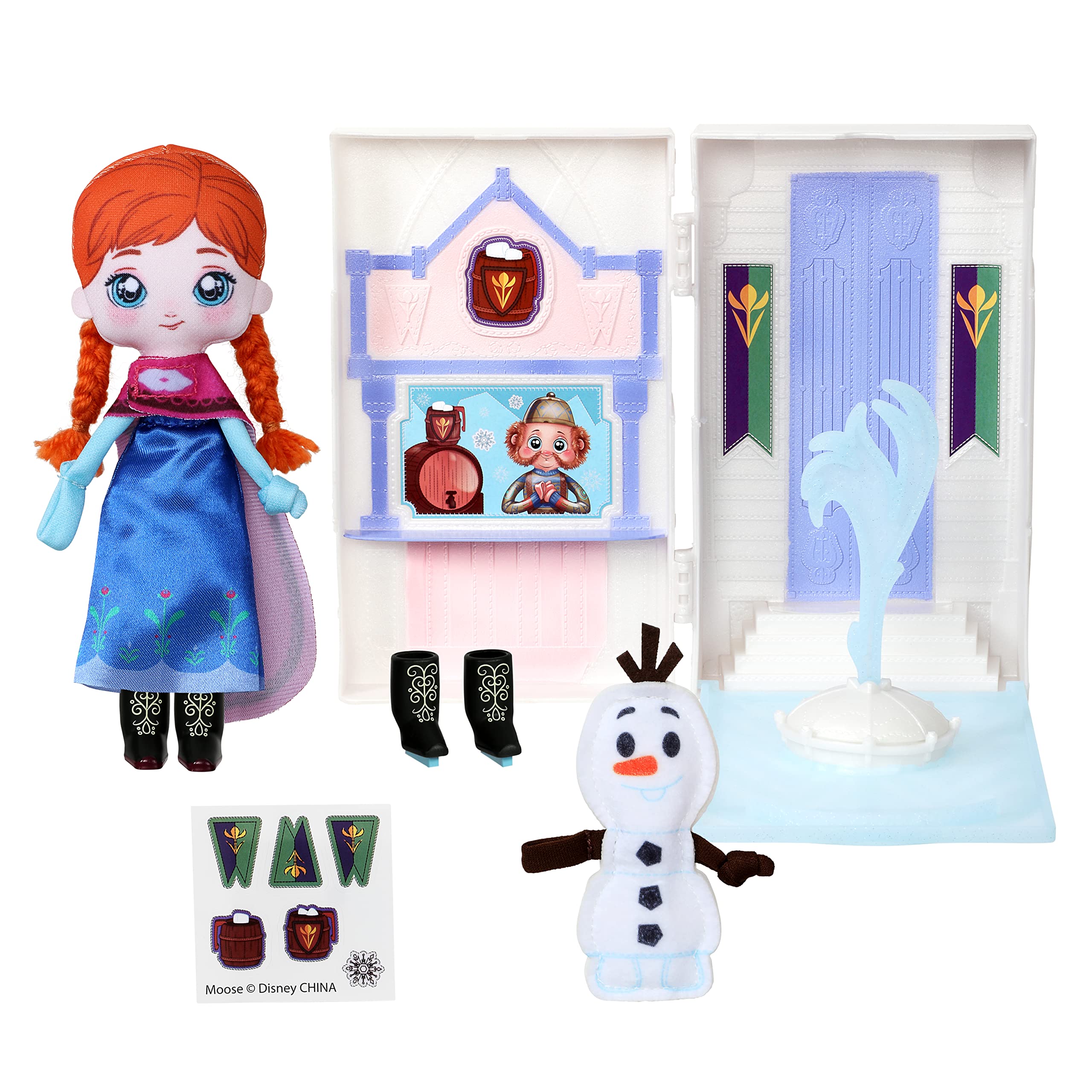 Disney 69515 Sweet Seams 6" Soft Rag Deluxe Pack – 2pc Toy Dolls |Anna and Olaf's Castle Ice Rink Playset