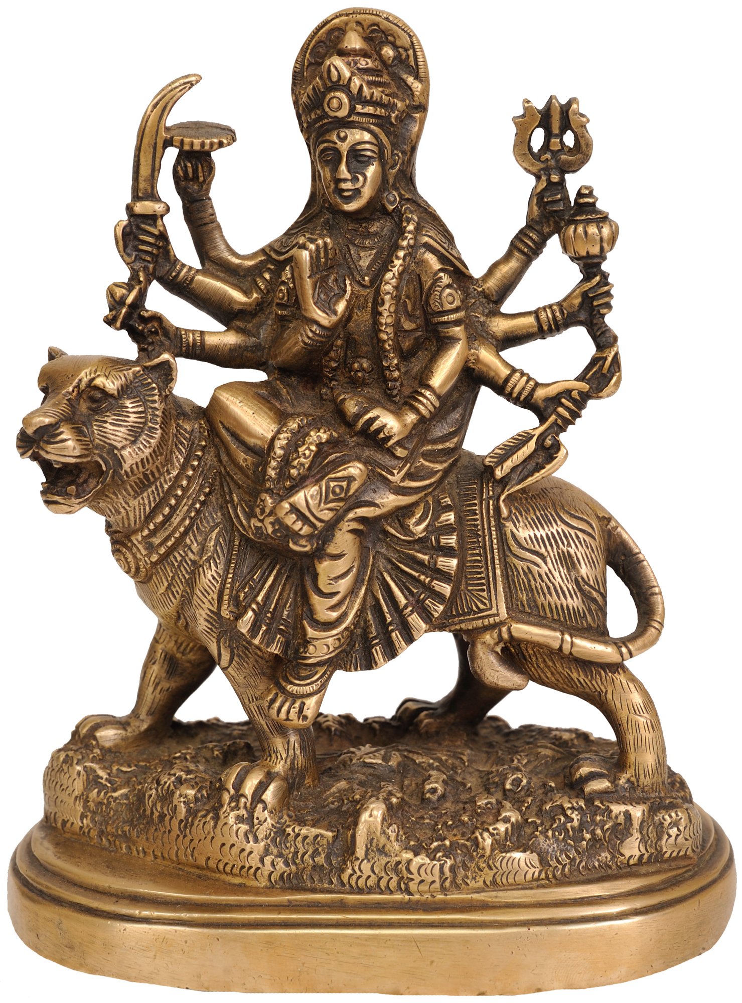 Idol Collections Brass Goddess Durga Statue, Height 6" I Home Decor