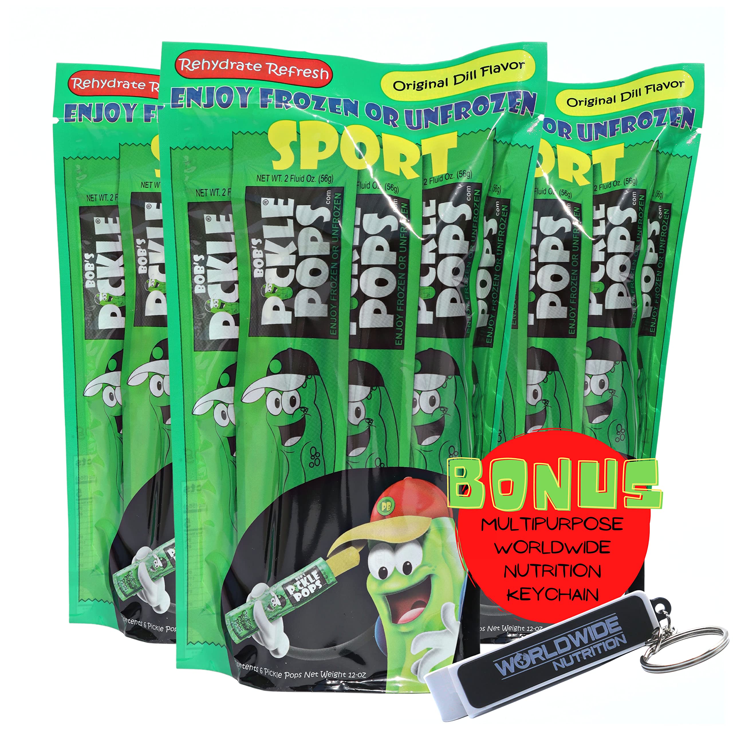 Bobs Pickle Pops Original Dill Sport - Keto Electrolytes Freezer Pops for Pre Workout or Post Workout Hydration - Athlete Recovery Pickle Juice for Leg Cramps - 3 Pk, 18 Ice Pops - 2 Oz Popsicle Stick