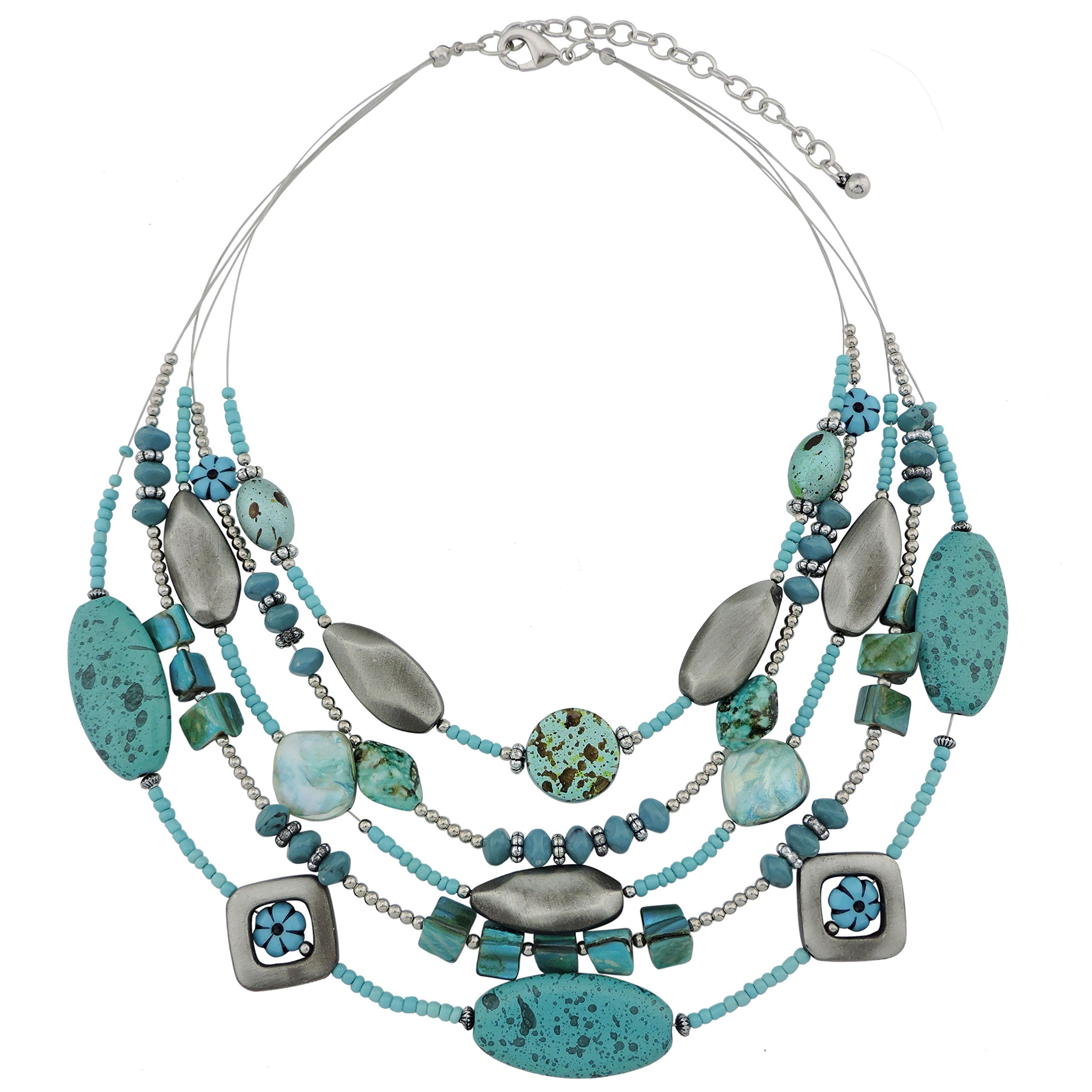 CoirisMulti Layer Beaded Illusion Wire Collar Statement Necklace For Women (N0016)