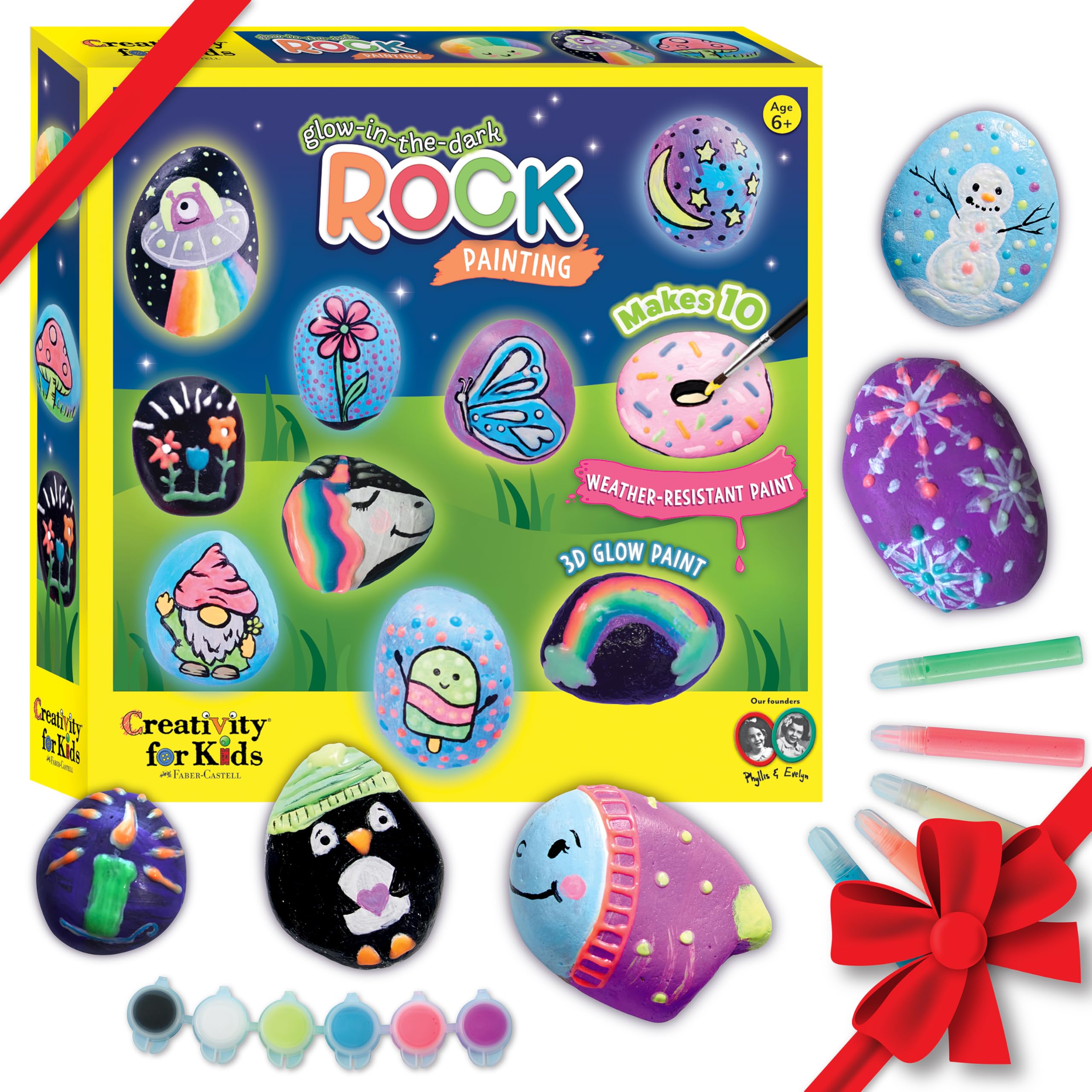 Creativity for Kids Glow in the Dark Rock Painting Kit: Crafts for Kids Ages 6-8+, Painting Rocks Arts and Crafts, Kids Gift