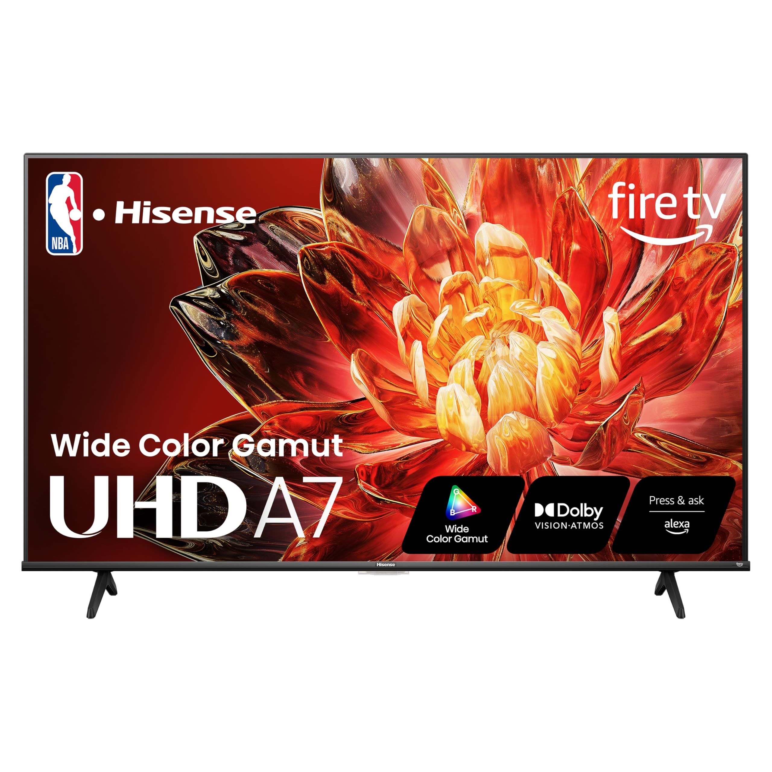 Hisense55-Inch Class A7NF Series 4K UHD Smart Fire TV (55A7NF, 2024 Model) - Wide Color Gamut, Dolby Vision, HDR 10+, Dolby Atmos, Game Mode, ALLM, Voice Remote, Alexa Compatibility, Black