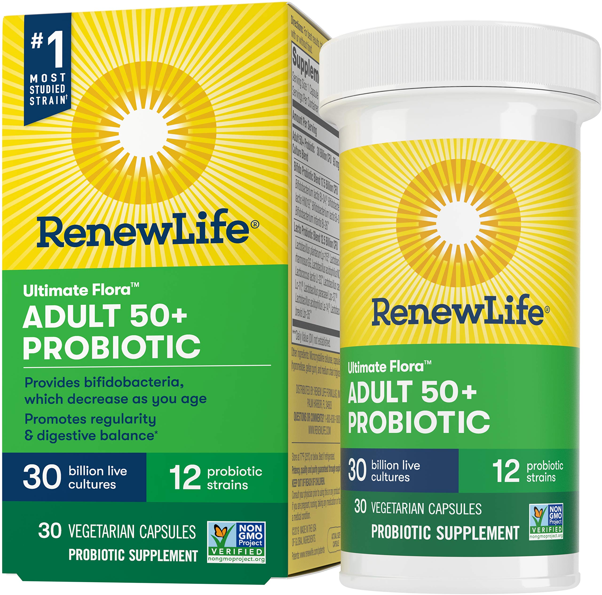 Renew LifeAdult 50+ Ultimate Flora Probiotic, 30 Billion Live Cultures, 30 Vegetable Capsules