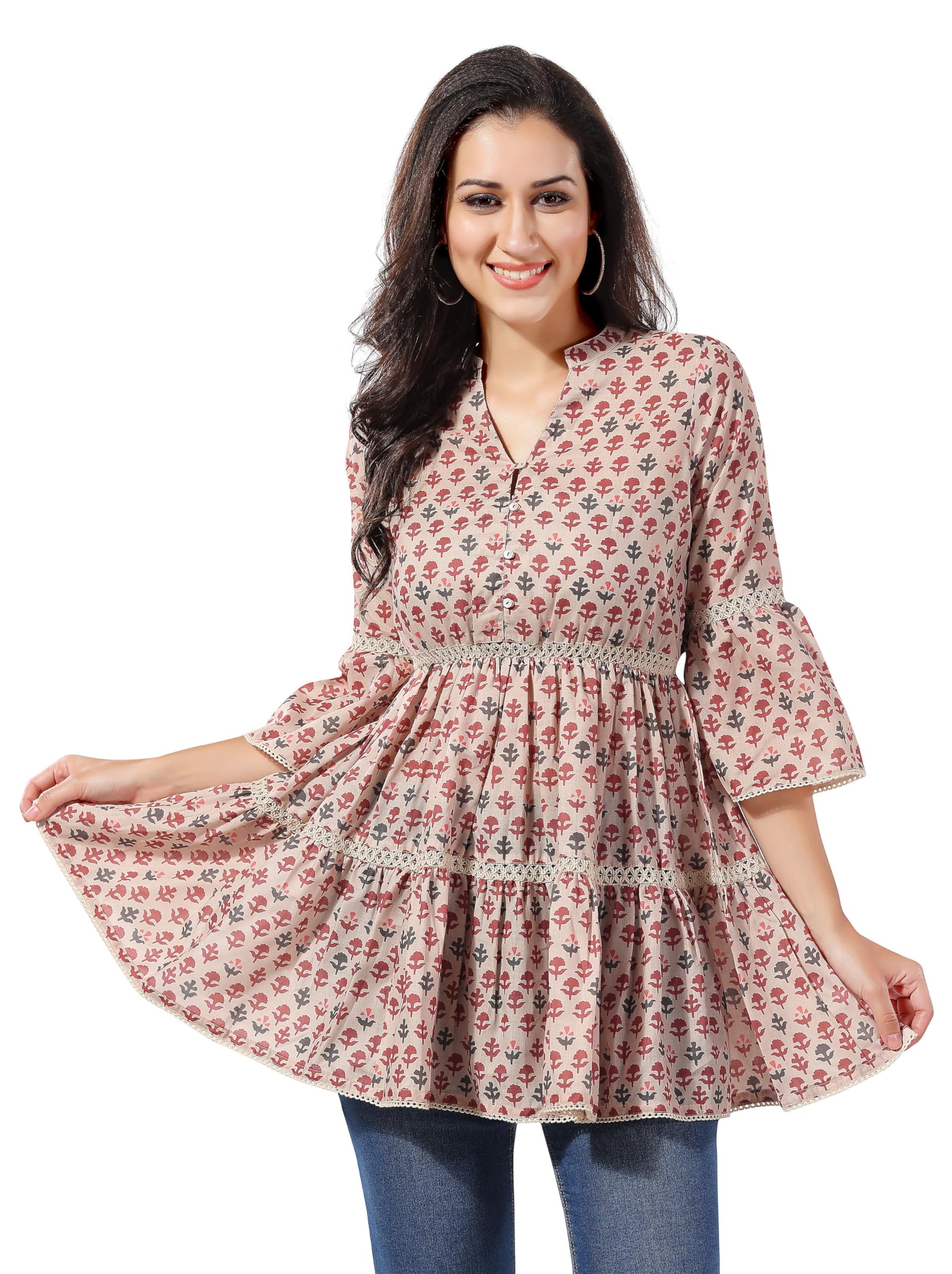 Meher Impex Women's Cotton Flared Short Kurta