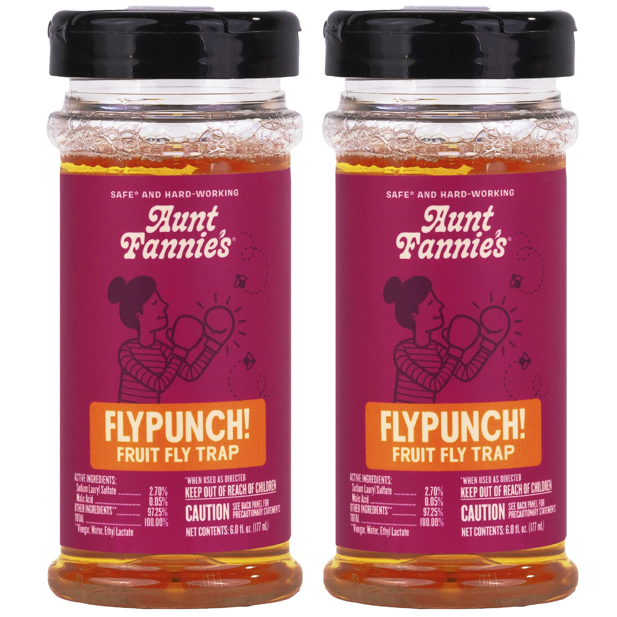 Aunt Fannie's FlyPunch Fruit Fly Trap (2 Pack): for Indoor and Kitchen Use, Made with Plant Based Ingredients, Packaging May Vary