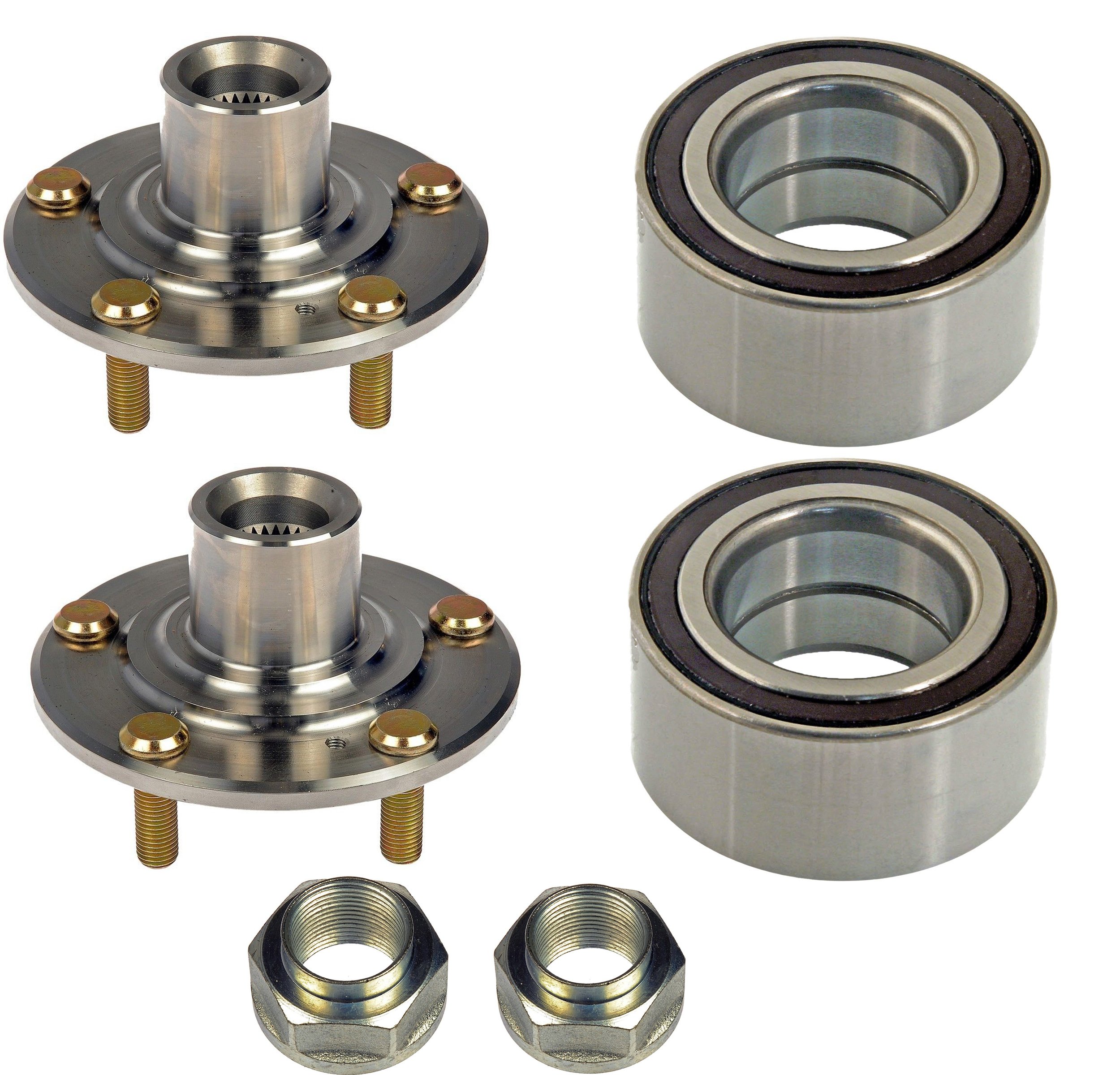 DTA D930455510073 x2-2 Front Wheel Hub Wheel Bearing Kits Left and Right Compatible with Acura TL, TSX; Honda Accord V6 or Manual Only; Civic Si Model Replaces Dorman 930-455, 510073