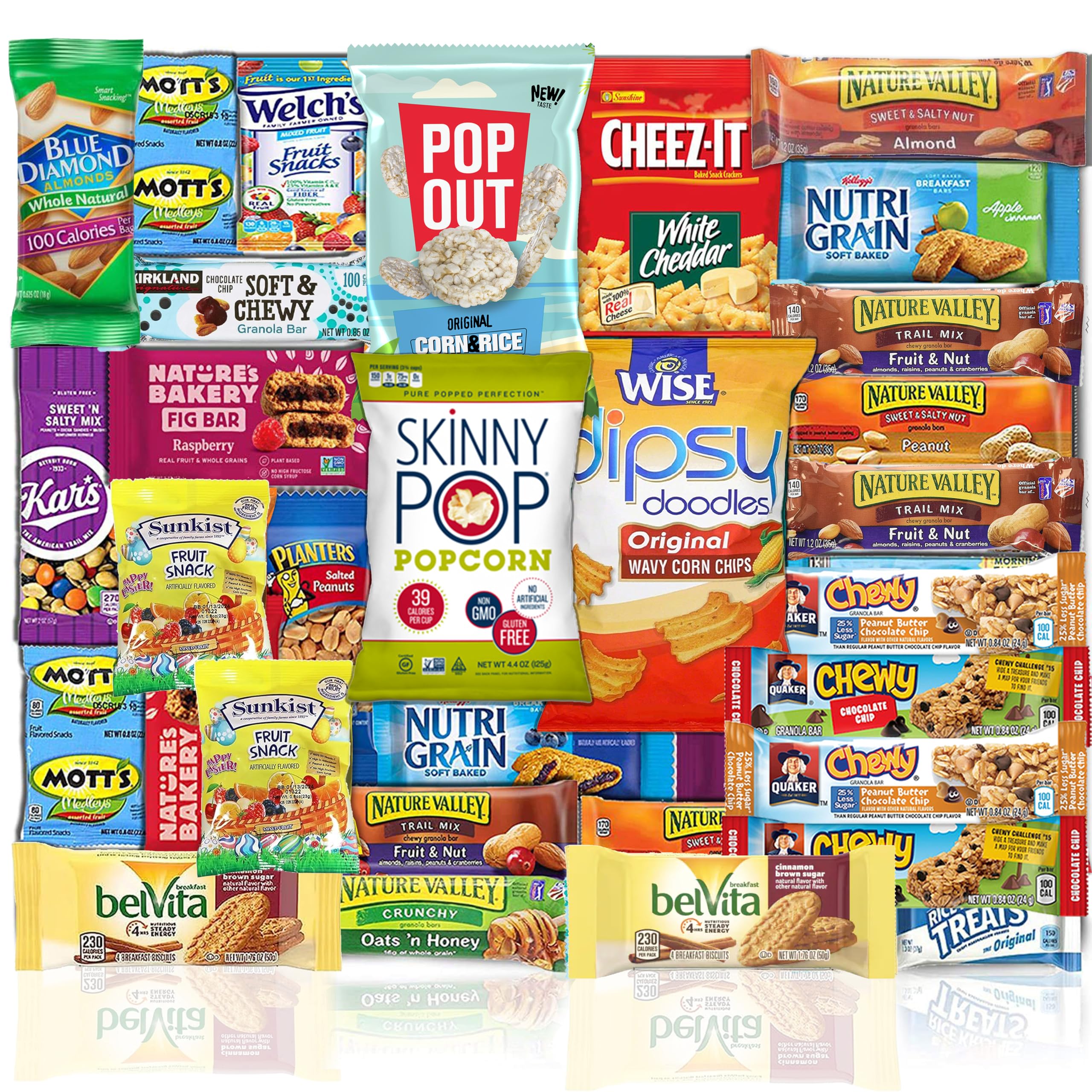 Blue Ribbon Healthy Snacks Care Package (30 Count) Discover a Whole New World of Healthy Snack Variety College Students Women Men Gift Basket