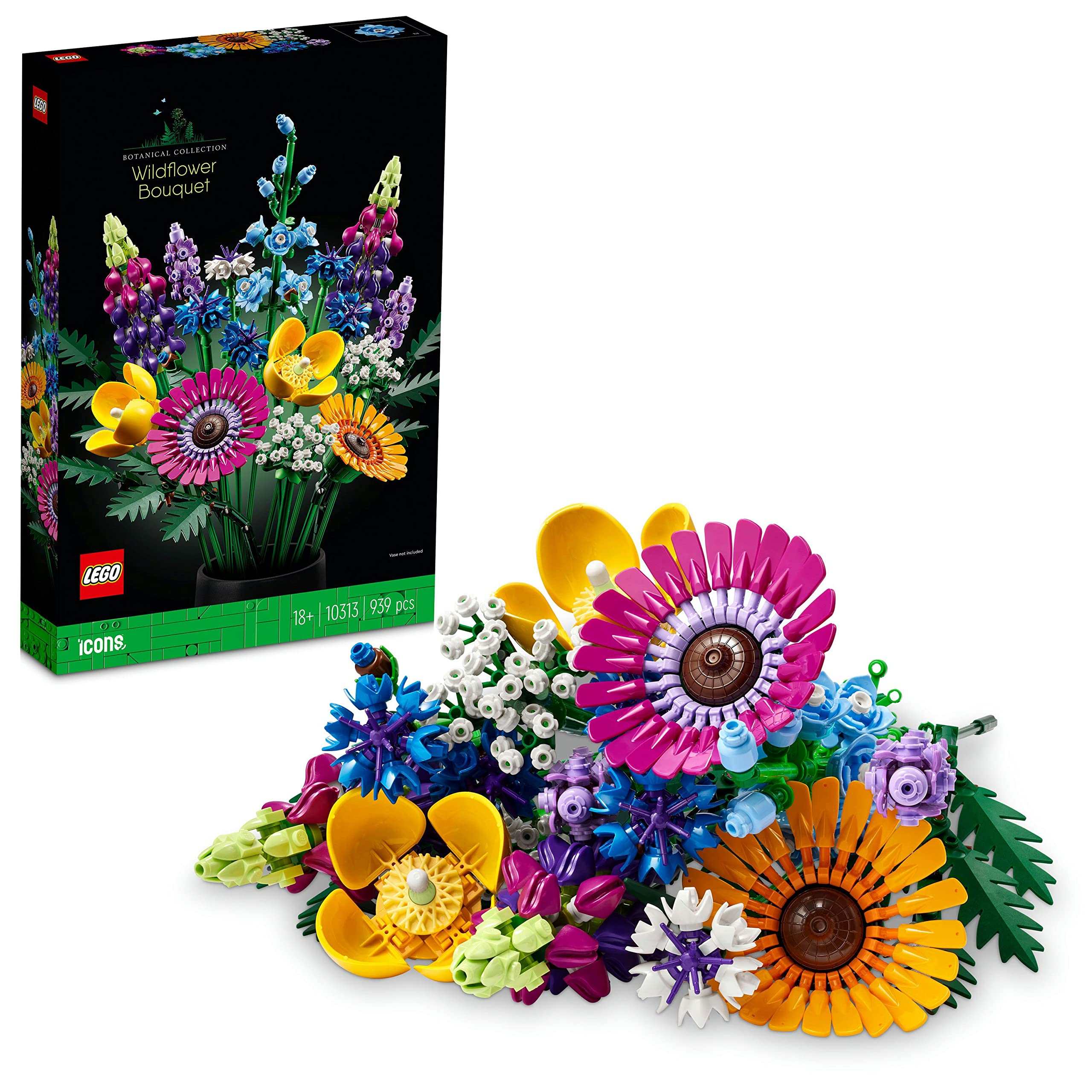 LEGO Icons Wildflower Bouquet 10313 Building Set (939 Pieces), Multi Color