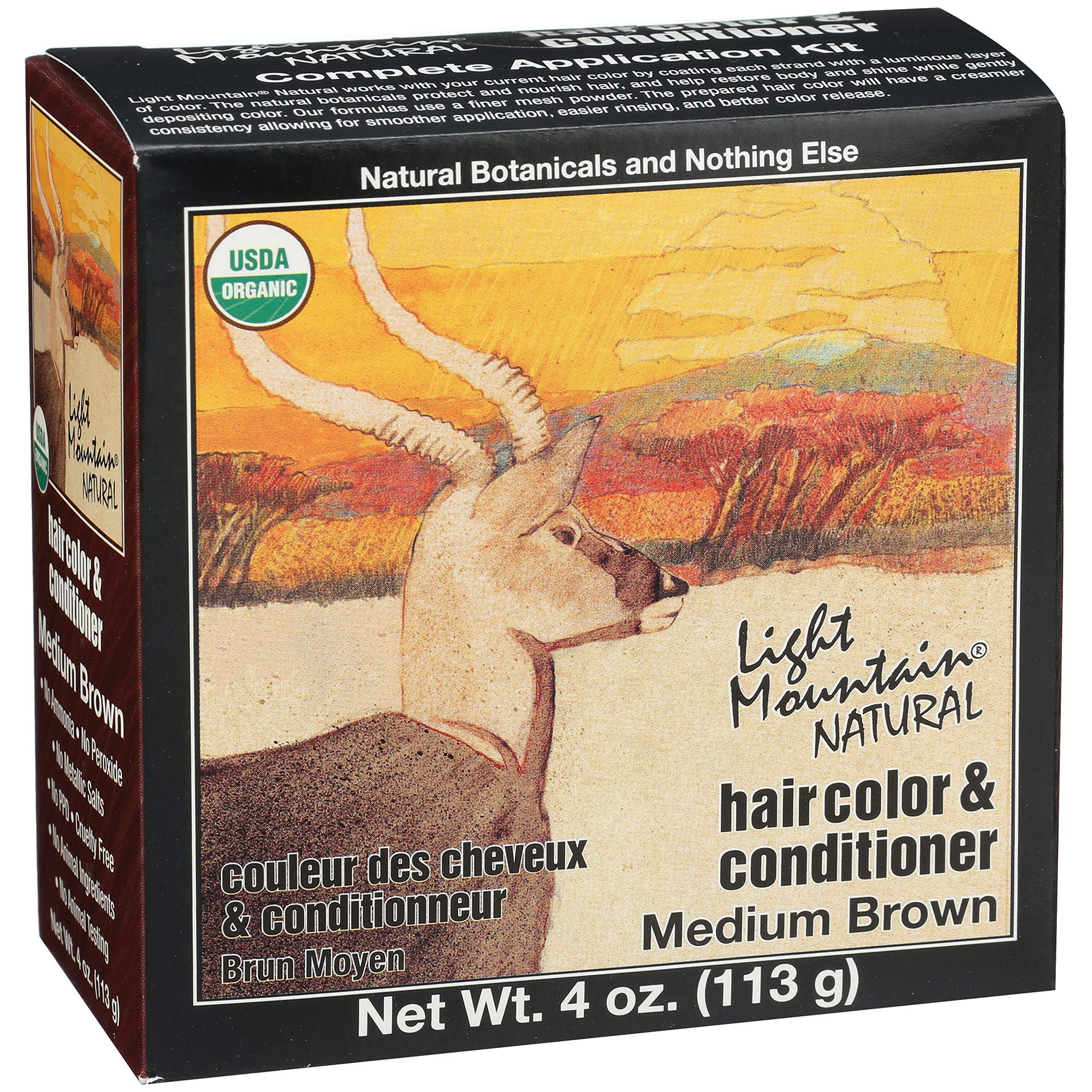 Light MountainNatural Hair Color & Conditioner, Medium Brown, 4 oz (113 g) (Pack of 3)