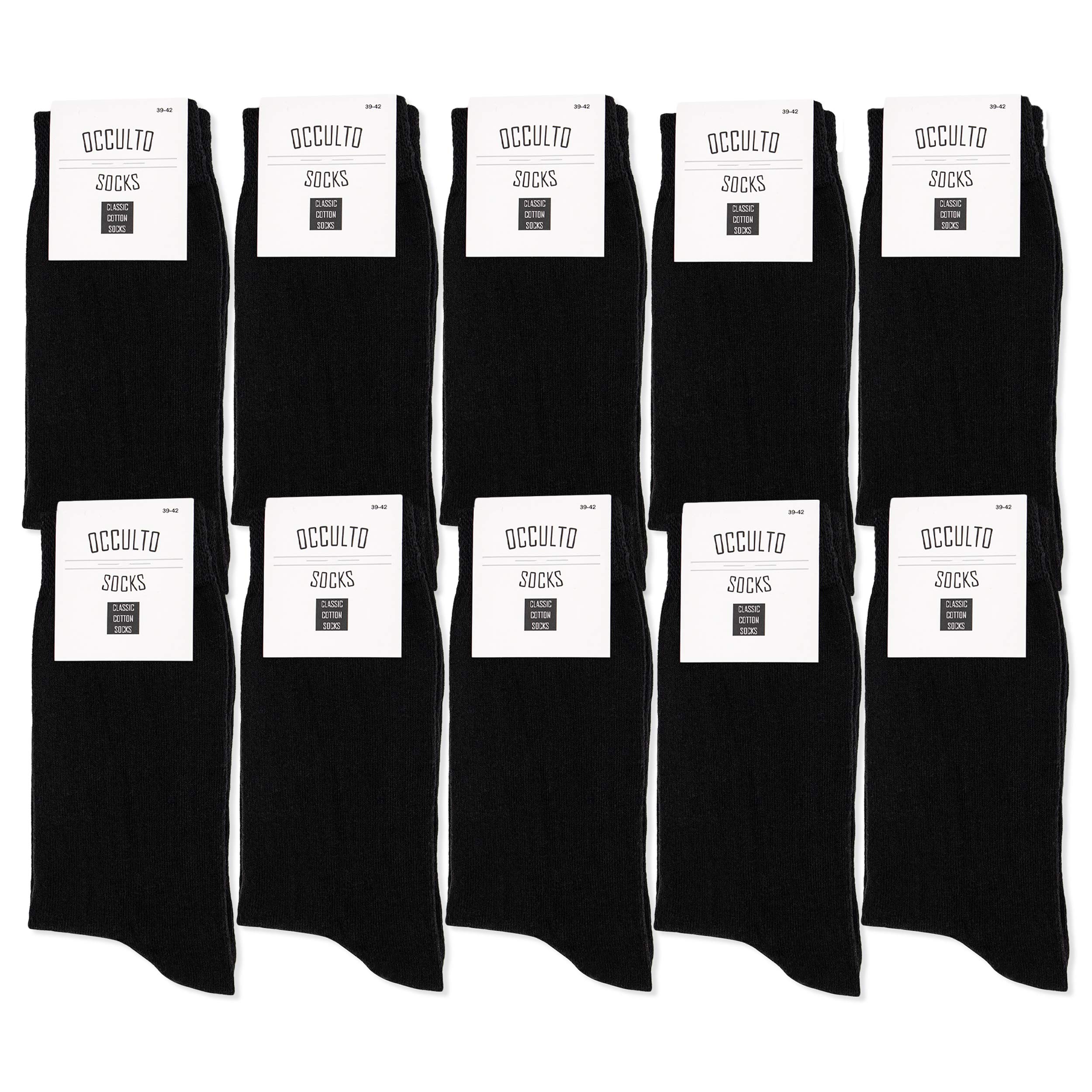 Occulto BLACK SOCKS for MEN (10-30 PAIRS) MULTIPACK, MENS SOCKS made of COTTON for WORK and LEISURE