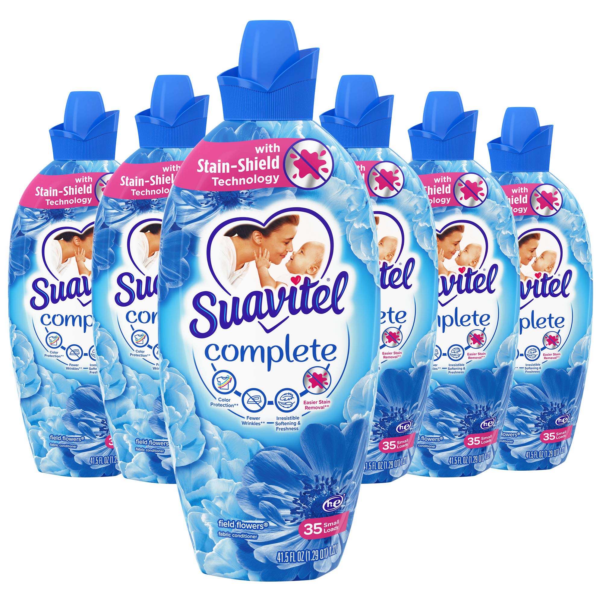 Suavitel Complete Fabric Softener, Field Flowers, (Pack of 6) 264 Fl Oz