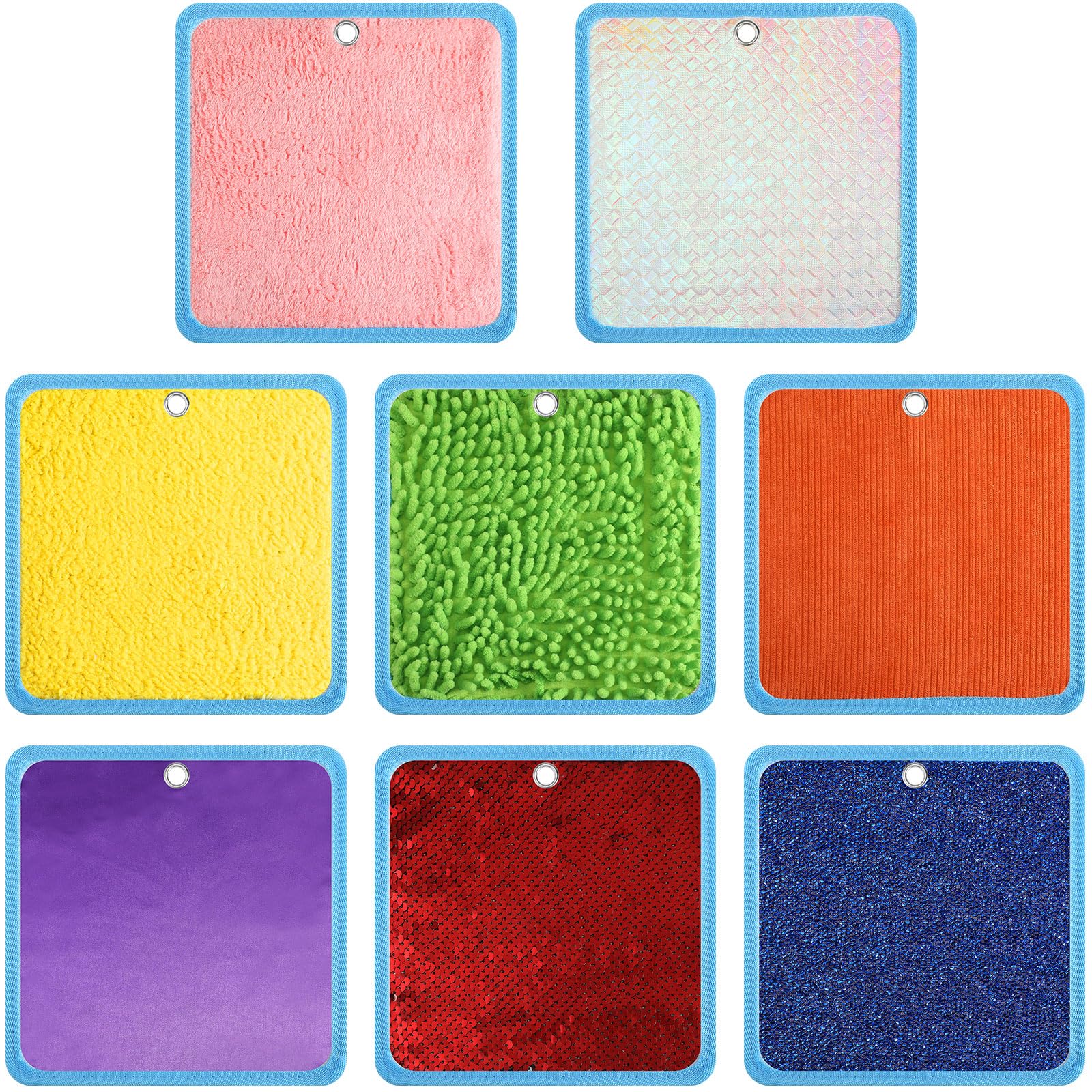 Boao 8 Set Mini Sensory Mats Assorted Textured Play Mat Sensory Mats for Texture Sensory Floor Tiles Educational Tactile Sensory Toys for Activity(Square, 7.9 Inch)