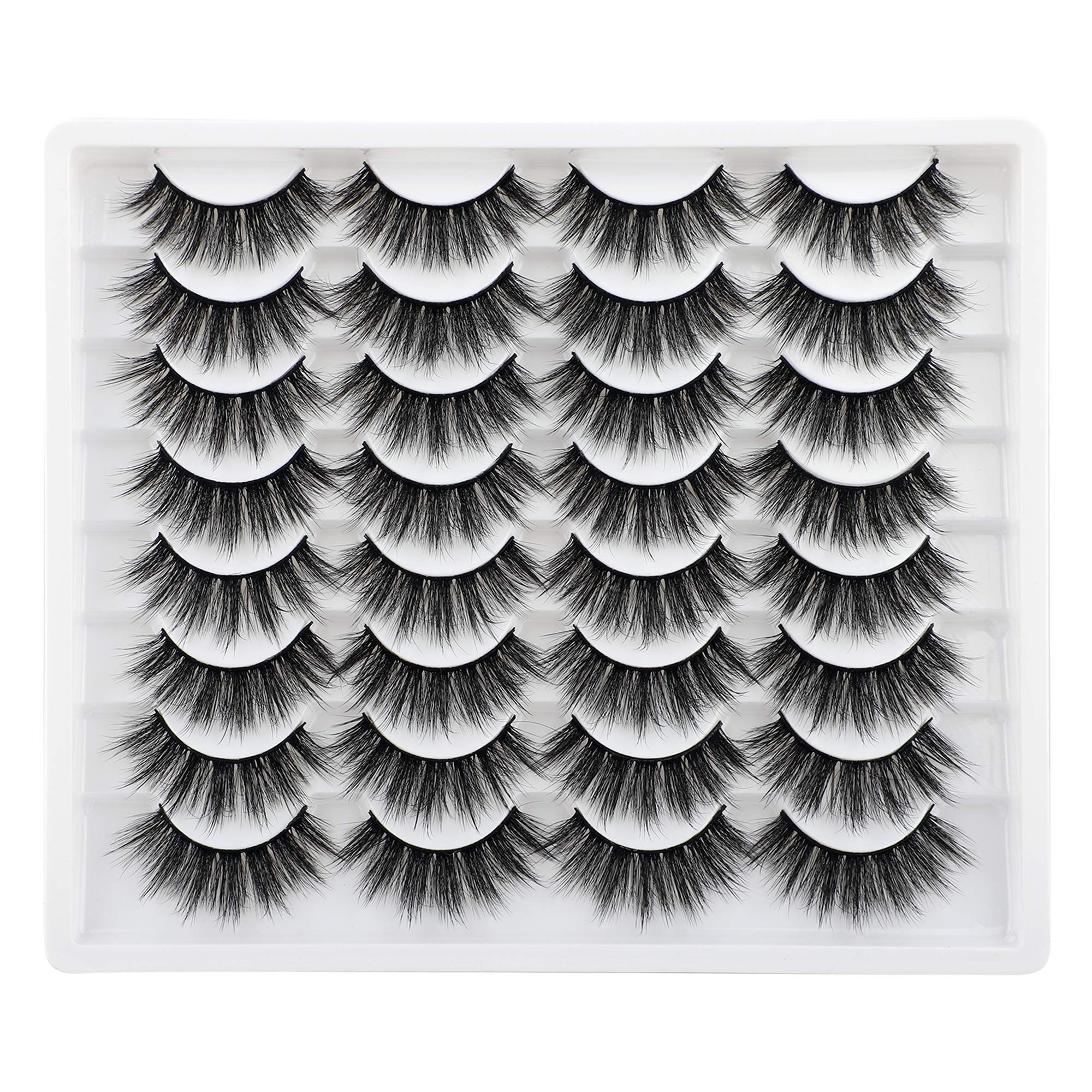 JIMIRE 16 Pairs False Eyelashes Fluffy Volume Natural Fake Lashes 3D Faux Mink Lashes Pack