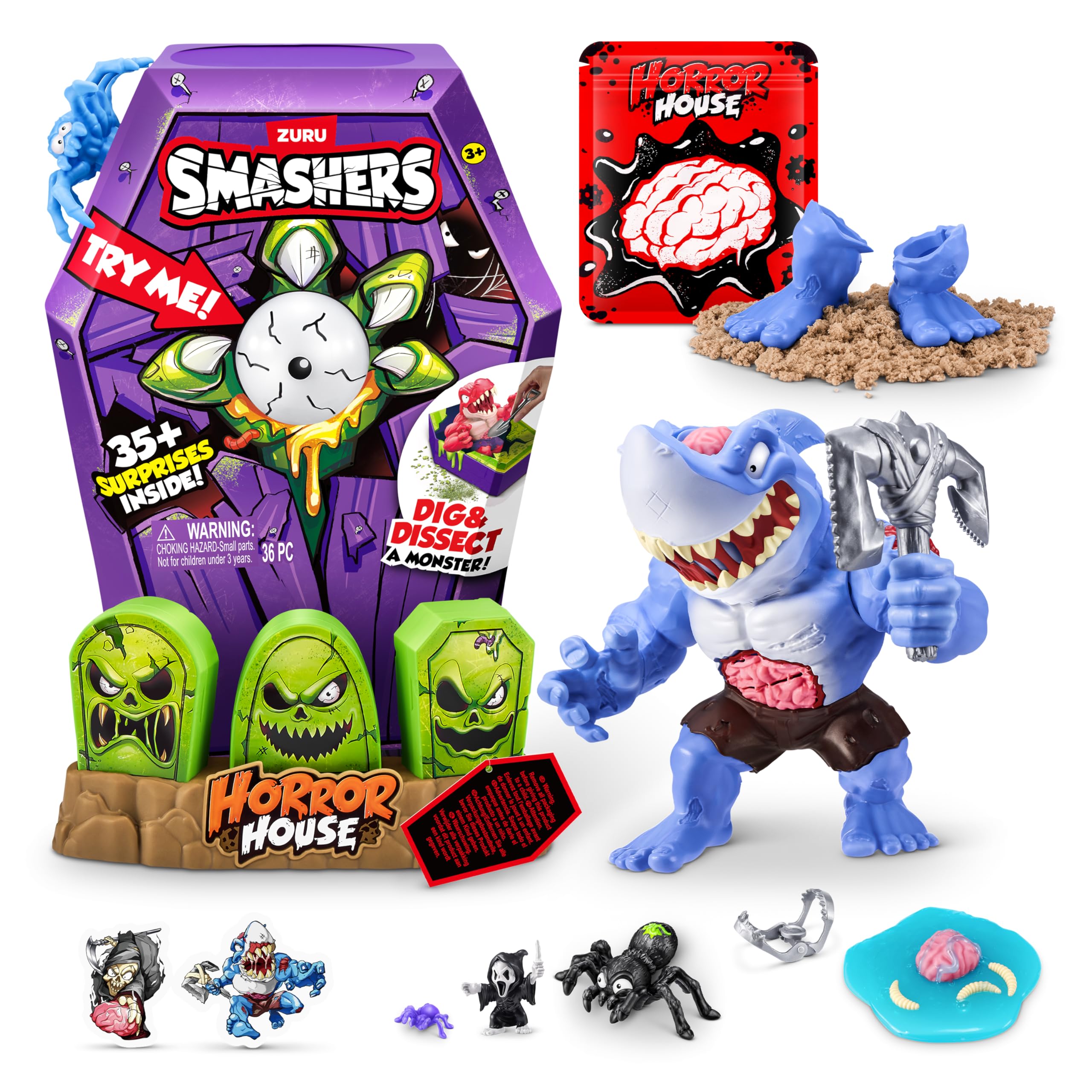 Smashers Mega Horror House (Blood Shark) by ZURU, Interactive Toy, Collectable Toy for Kids and Teens