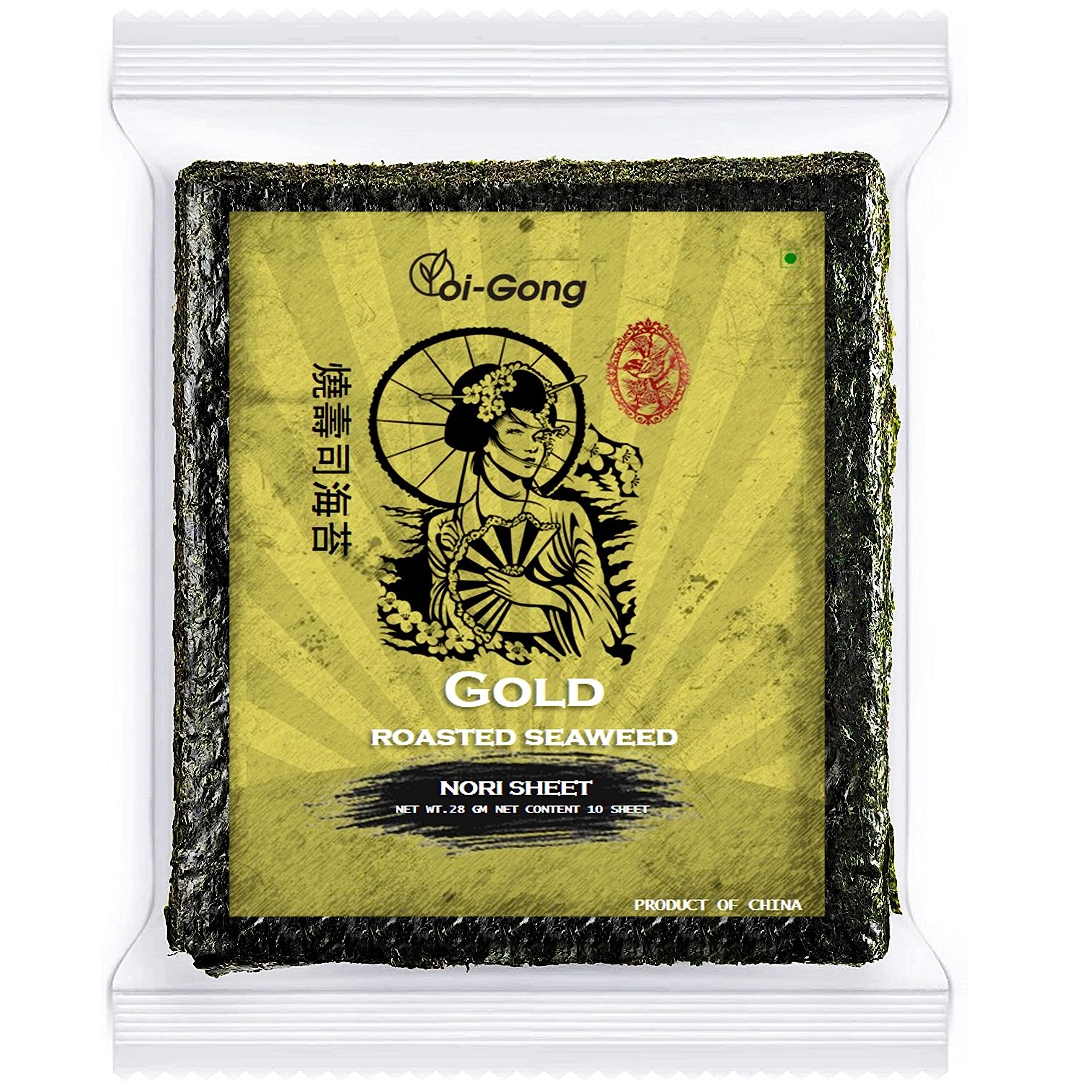 Oi-Gong Sushi Nori Sheets (Roasted Seaweed), 28 Grams | Pack of 10 Sheet |