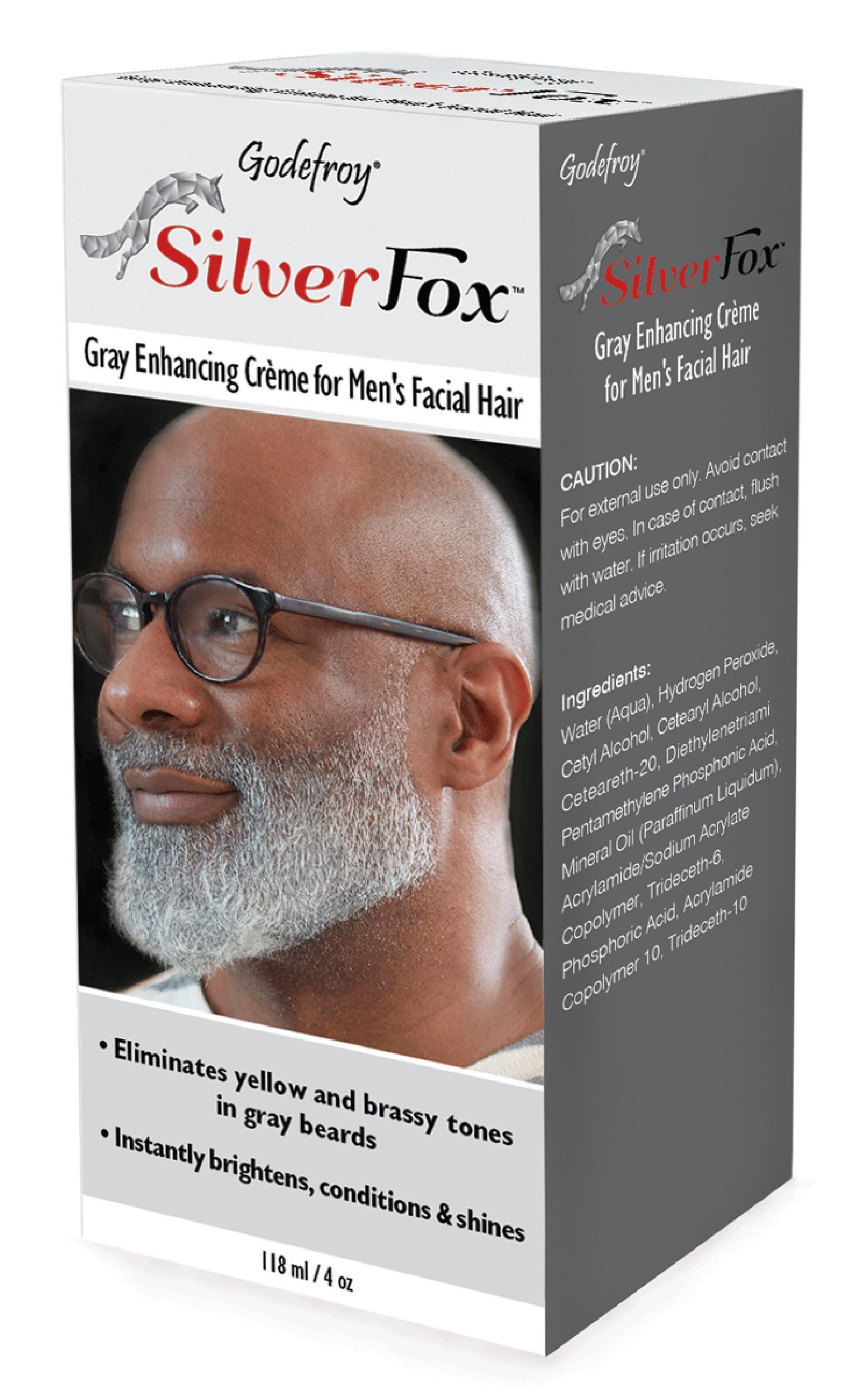 GodefroySilver Fox Men's Silver And Gray Beard Brightener For Ethnic Hair Types, 3 Fluid Ounce