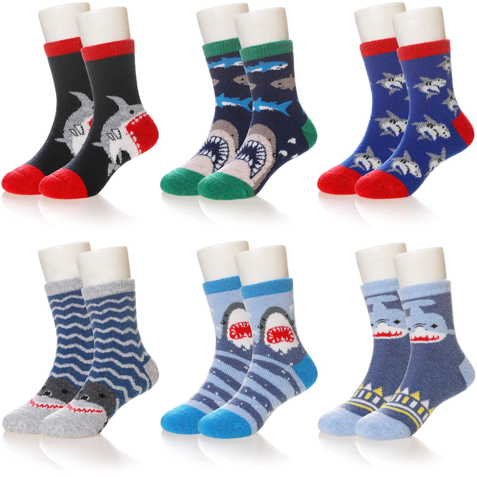 6 Pairs Children's Winter Warm Wool Animal Crew Socks Kids Boys Girls Socks