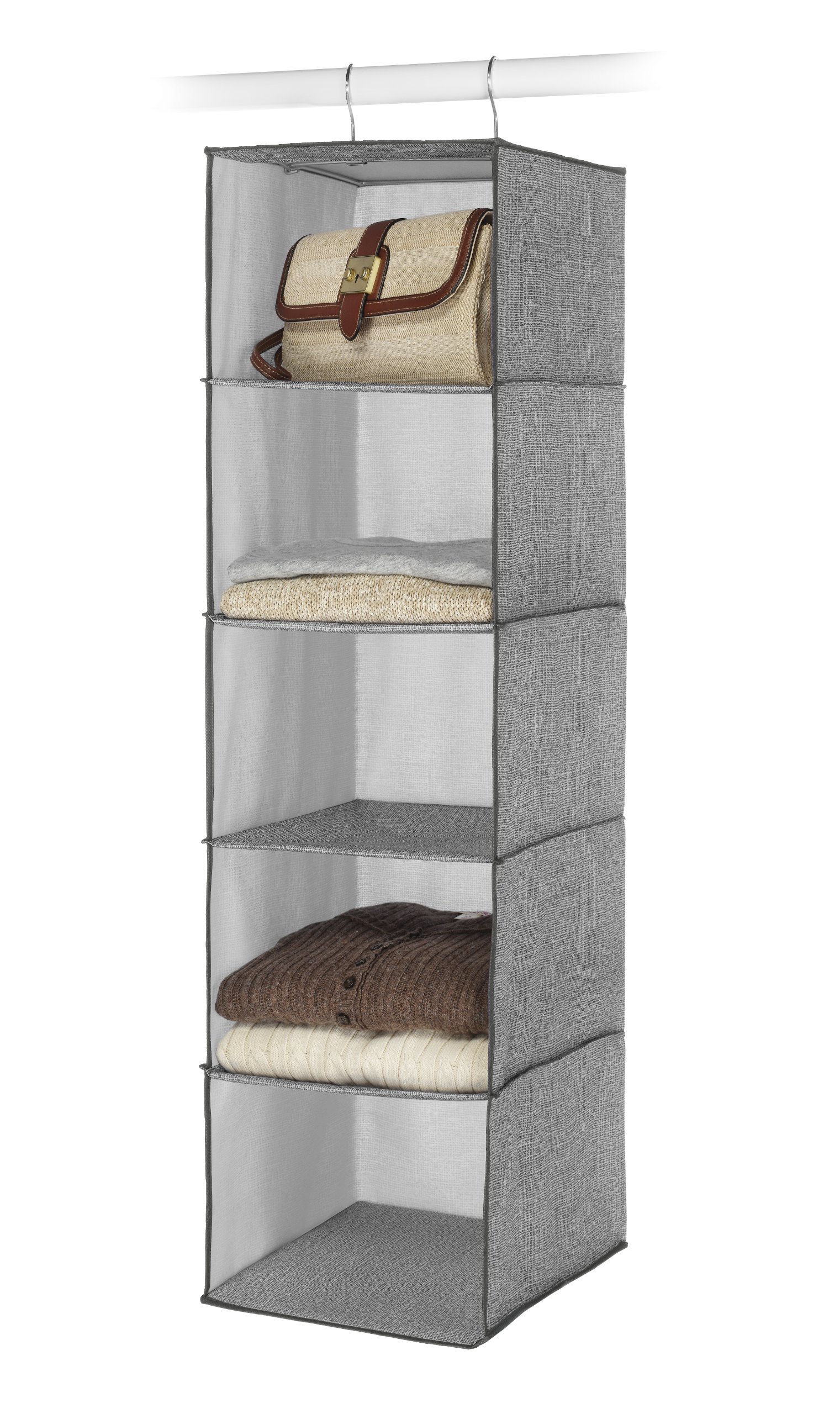 Whitmor Hanging Accessory Shelves 5 Open Sweater Shelves Crosshatch Gray